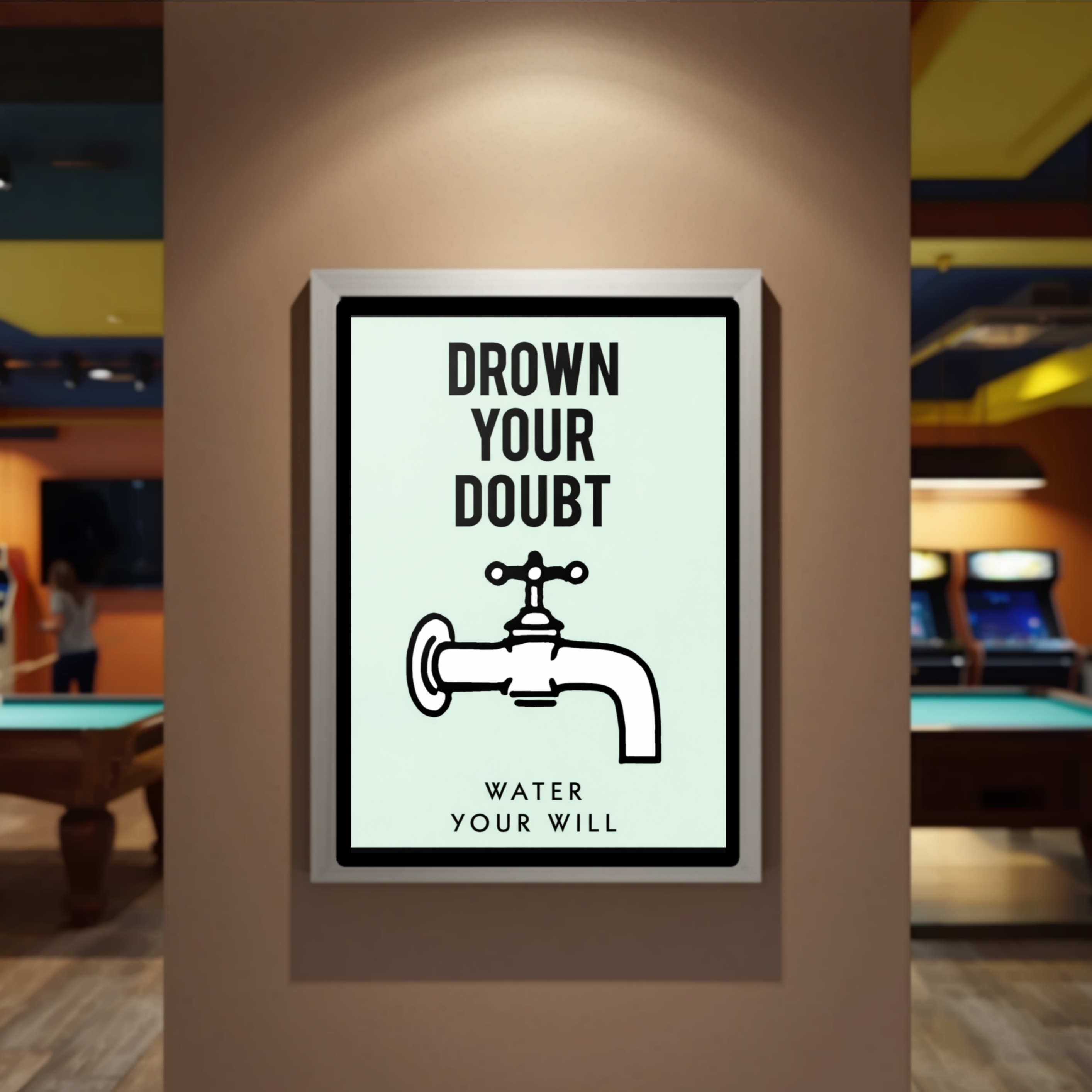 Drown Your Doubt Wall Art – Motivational Success 13x19in Laminated Print| Entrepreneur Mindset Decor | Office Inspiration Sign