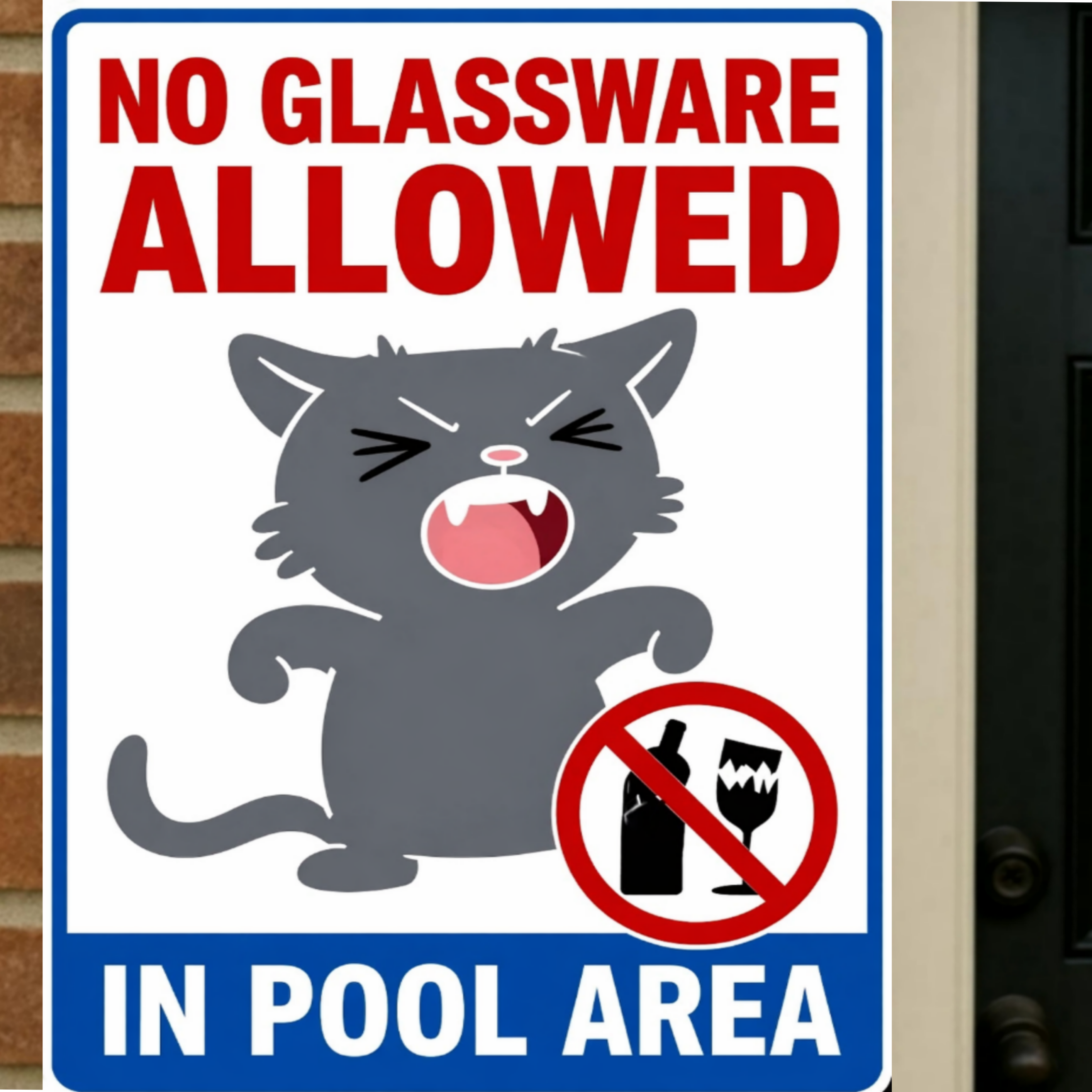 No Glassware Allowed In Pool Area Funny Pool Sign 13x19 Laminated Pool Rules Decor Backyard Pool Safety Sign