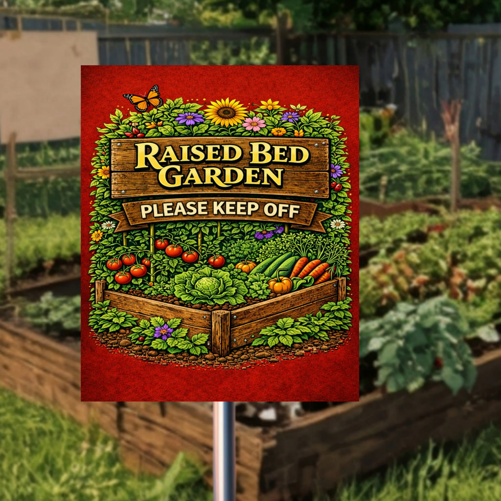 Raised Bed Garden Sign Please Keep Off Garden Decor 13x19 Laminated Outdoor Garden Sign Vegetable Garden Protection