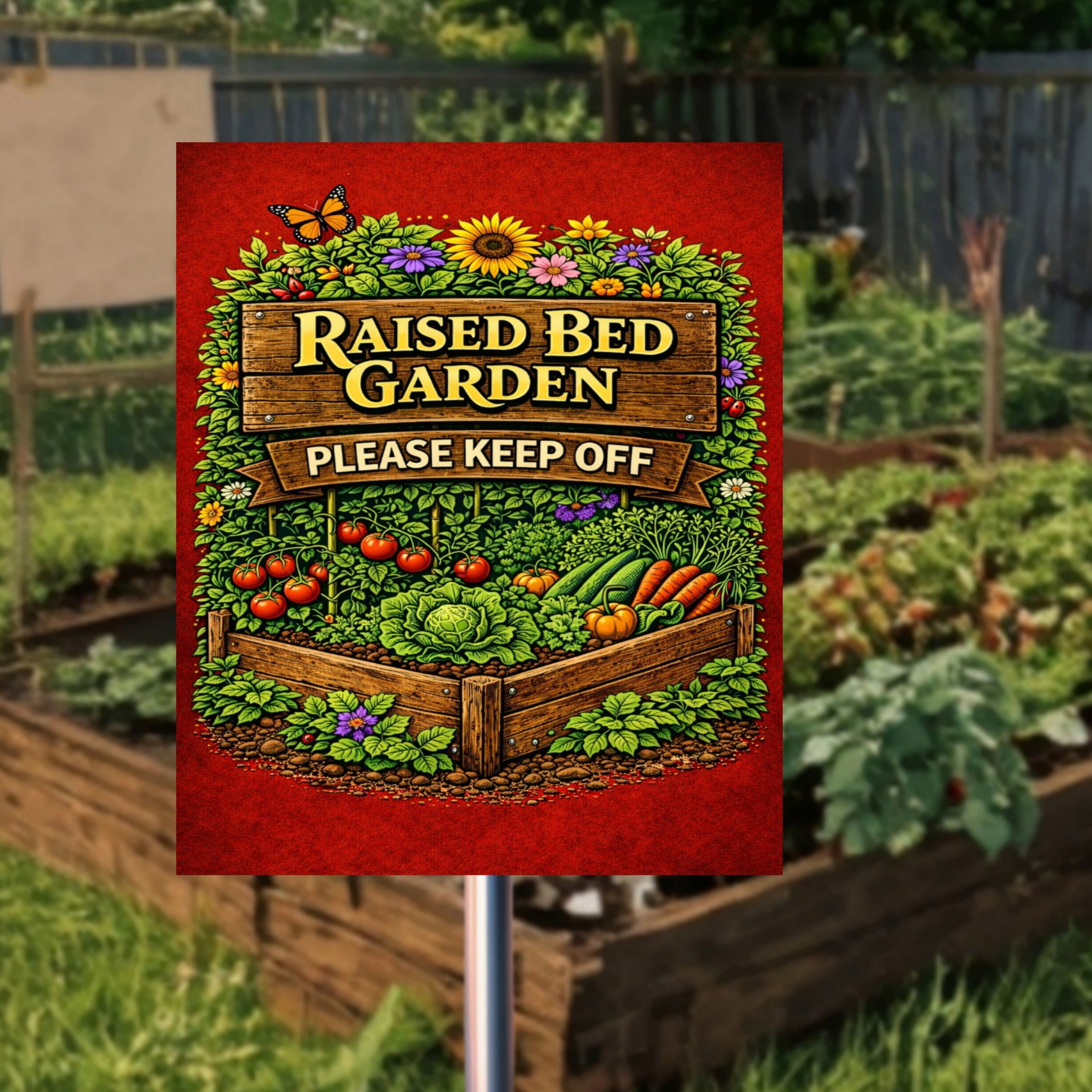 Raised Bed Garden Sign Please Keep Off Garden Decor 13x19 Laminated Outdoor Garden Sign Vegetable Garden Protection