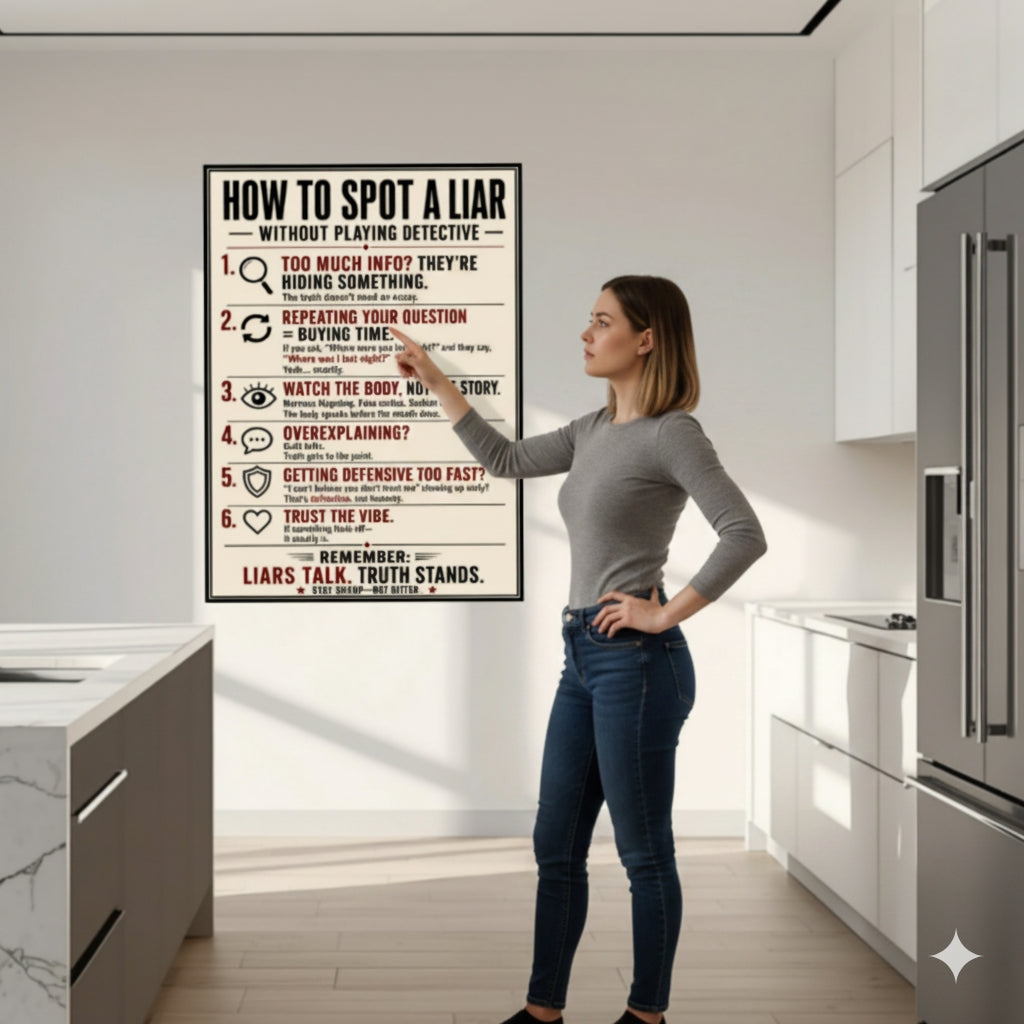 How To Spot A Liar Sign 13x19 Laminated Educational Poster Body Language Truth Detection Psychology Wall Art Mindset Sign