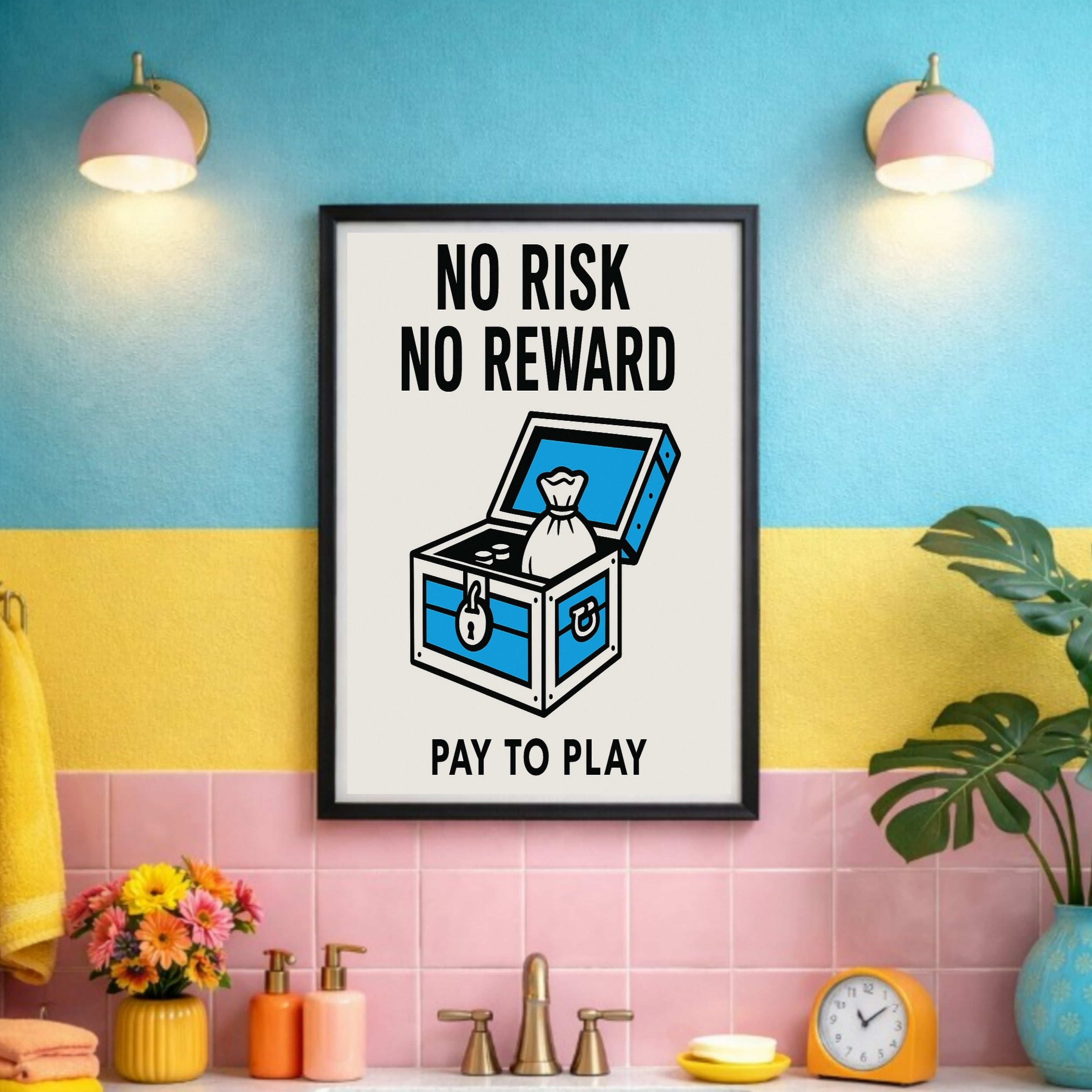 No Risk No Reward Motivational Poster – Entrepreneur Mindset Wall Art | 13x19 Laminated Print