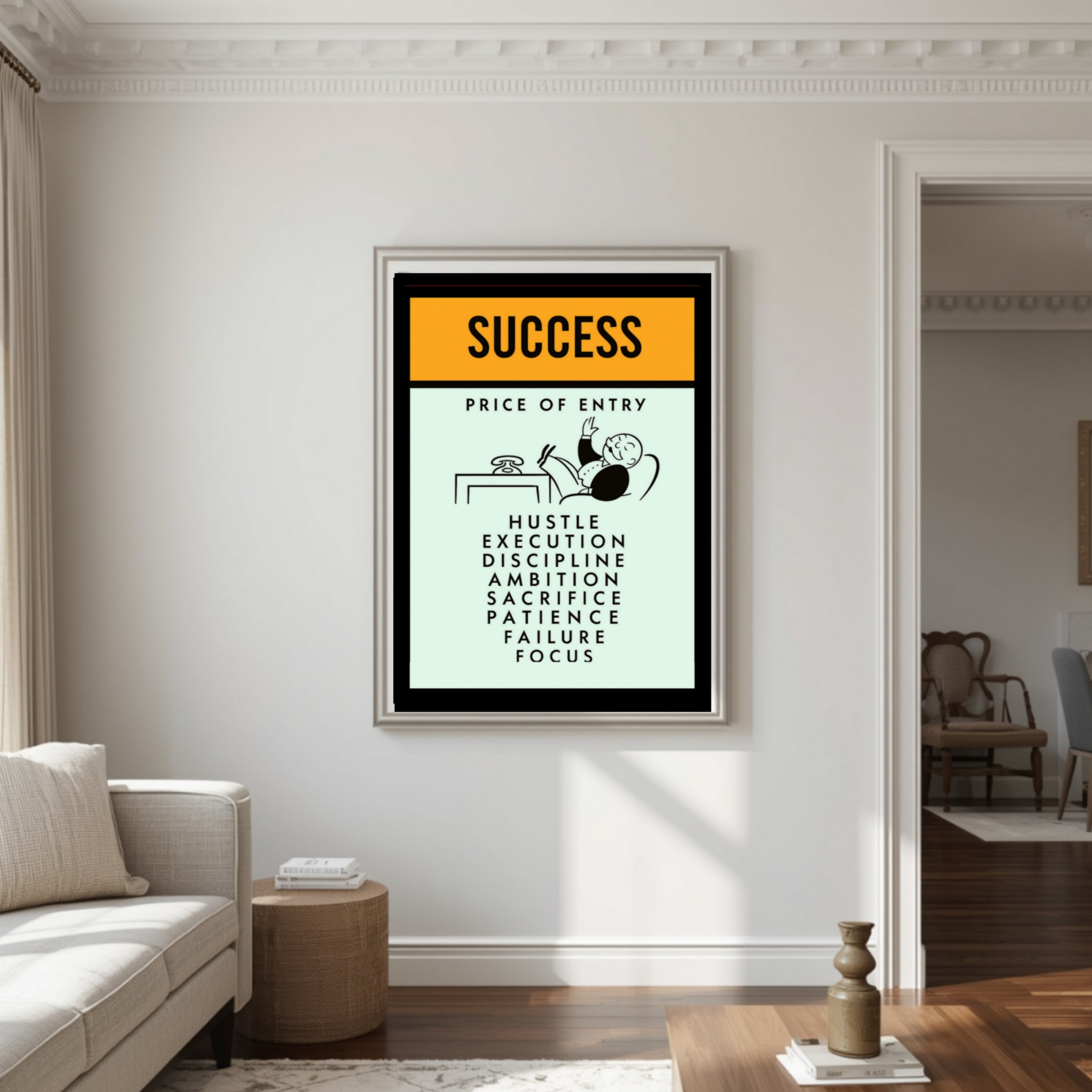 Success Poster – Price of Entry Motivational Wall Art | Hustle Discipline Focus Decor 13x19in