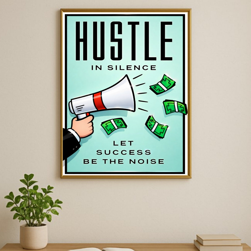 Hustle In Silence Let Success Be The Noise Poster – 13x19 Laminated Motivational Wall Art