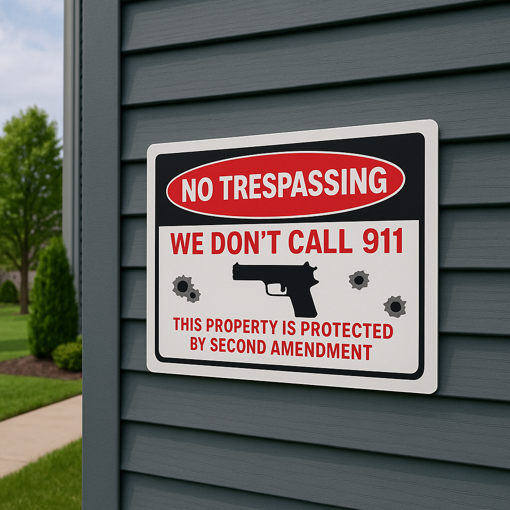 No Trespassing Sign – Property Protected by Second Amendment | 19x13 Security Warning Sign