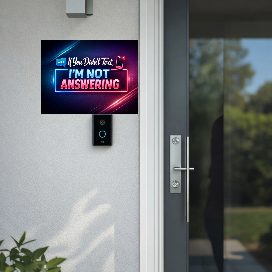 No Text, No Answer” Door Sign – Modern Funny Entryway Decor | Do Not Disturb Home Sign
