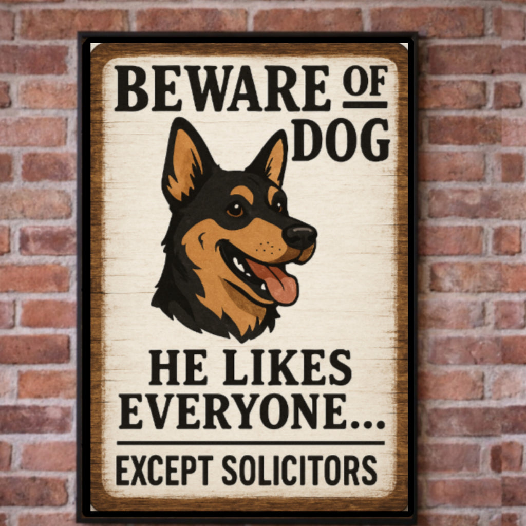 Beware of Dog No Soliciting Sign – Funny Door Warning Sign for Home 13x19in