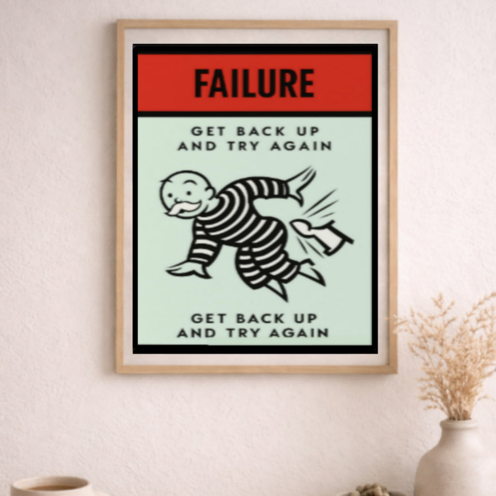 Failure Motivational Poster – Get Back Up and Try Again | Growth Mindset Wall Art 13x19in