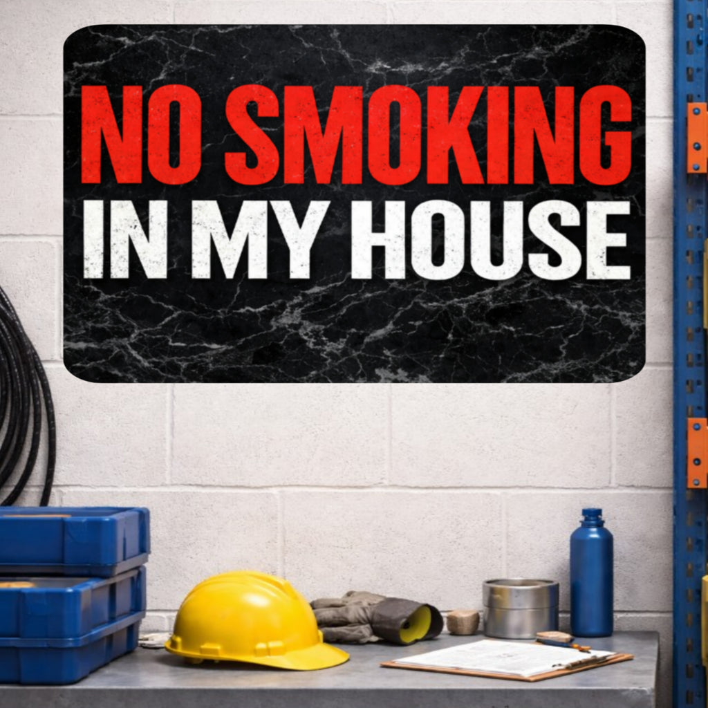 No Smoking In My House Sign – Bold Home No Smoking Wall Decor, Modern Door Sign, Laminated House Rules Sign 6x9in 19x13in