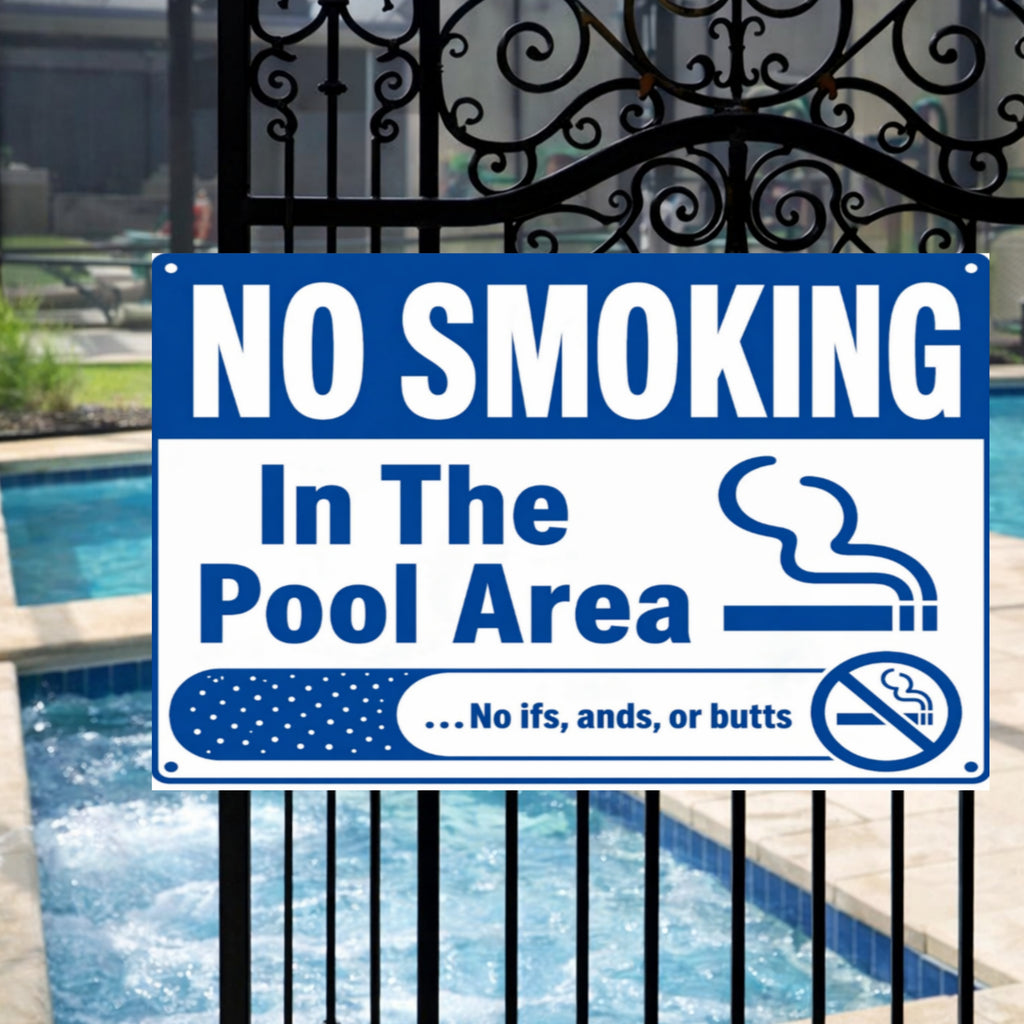 No Smoking In The Pool Area Sign 13x19 Laminated Pool Rules Decor Backyard Pool Safety No Smoking Wall Sign