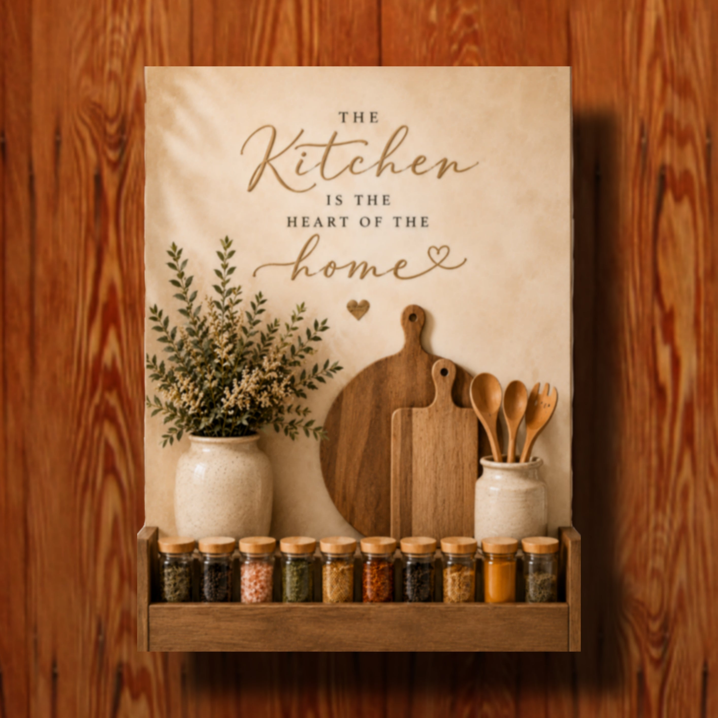 Handmade Kitchen Spice Rack Decor 13x19in Laminated Real Wood Wall Art Farmhouse Kitchen Organizer Personalized Name Sign