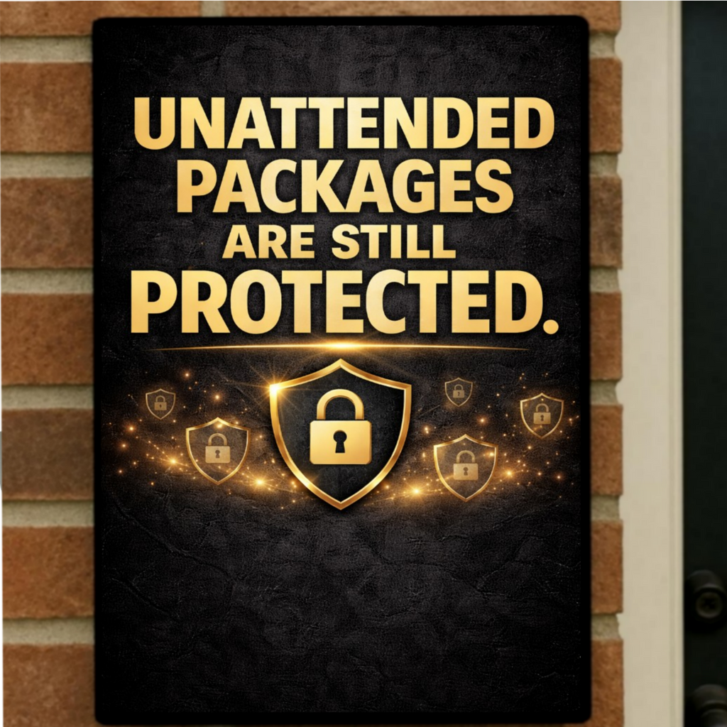 Unattended Packages Protected Sign 13x19 Laminated Porch Security Sign Outdoor Package Protection Warning Sign