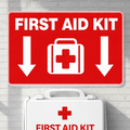 First Aid Kit Sign 12x12 – Emergency First Aid Location Sign, Safety Wall Sign, Laminated Front Aluminum Backing Weather Resistant
