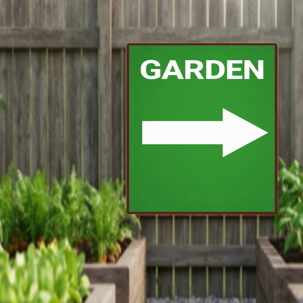 Garden Direction Sign Arrow Yard Sign Outdoor Garden Decor 13x19 Laminated Directional Sign Landscaping Sign