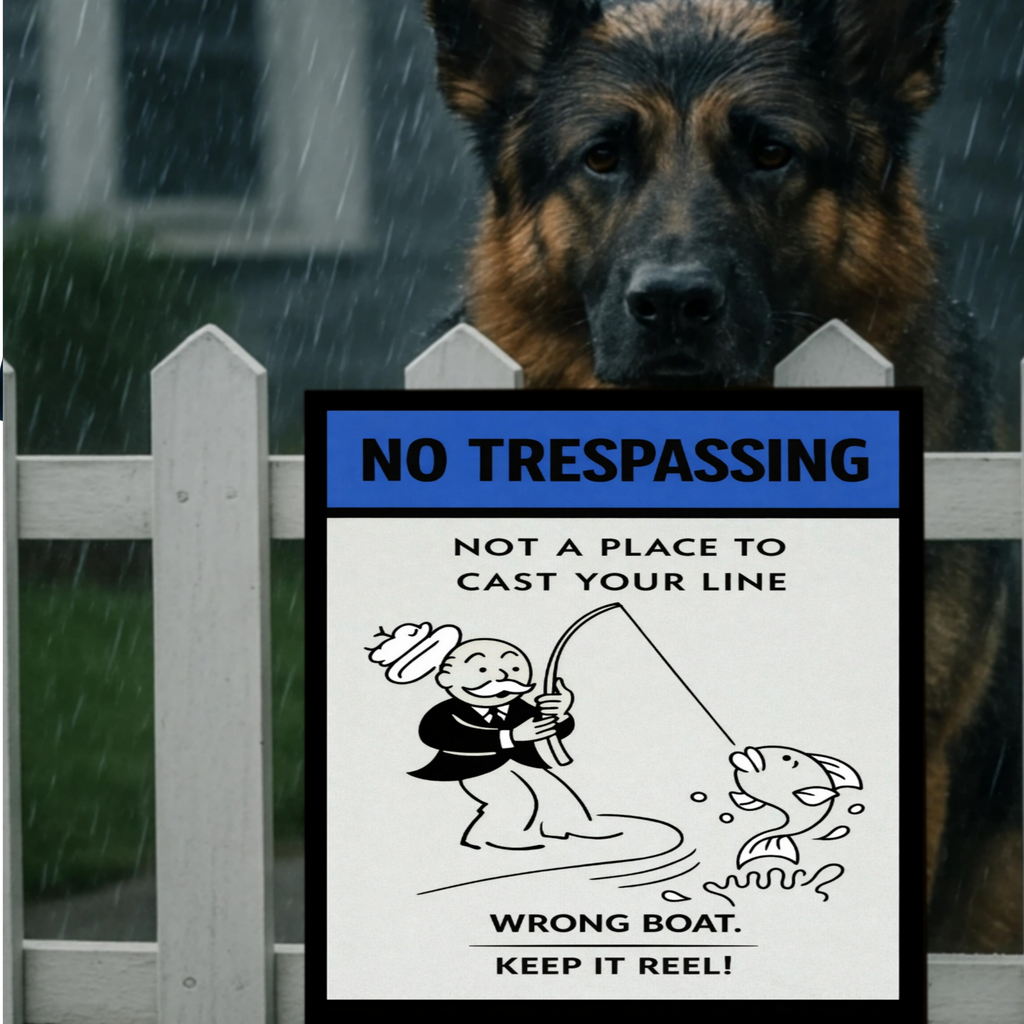 No Trespassing Fishing Sign Funny Keep It Reel Sign 13x19 Laminated Property Warning Sign Outdoor Home Security Decor