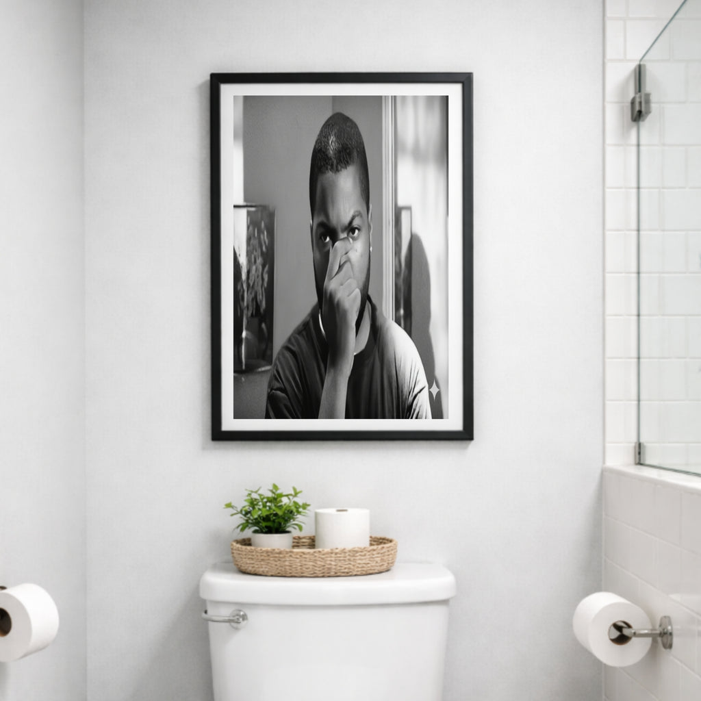 Friday Movie Inspired Wall Art – Pops & Craig Classic Scene Print | Funny Urban Nostalgia Decor | Black & White Framed Poster