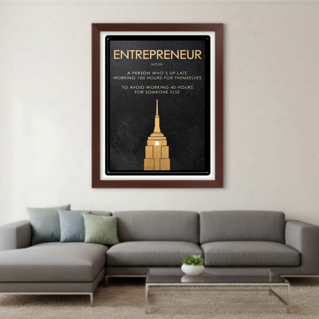 Entrepreneur Definition Wall Art – Motivational Business Laminated Print| Hustle Mindset Office Decor 13x19in