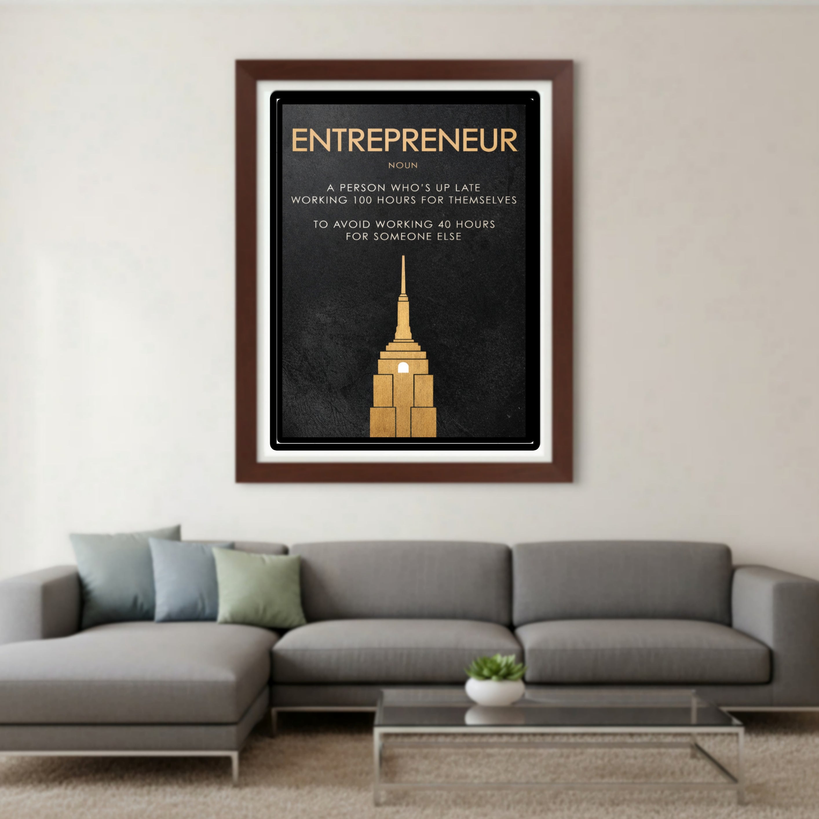 Entrepreneur Definition Wall Art – Motivational Business Laminated Print| Hustle Mindset Office Decor 13x19in