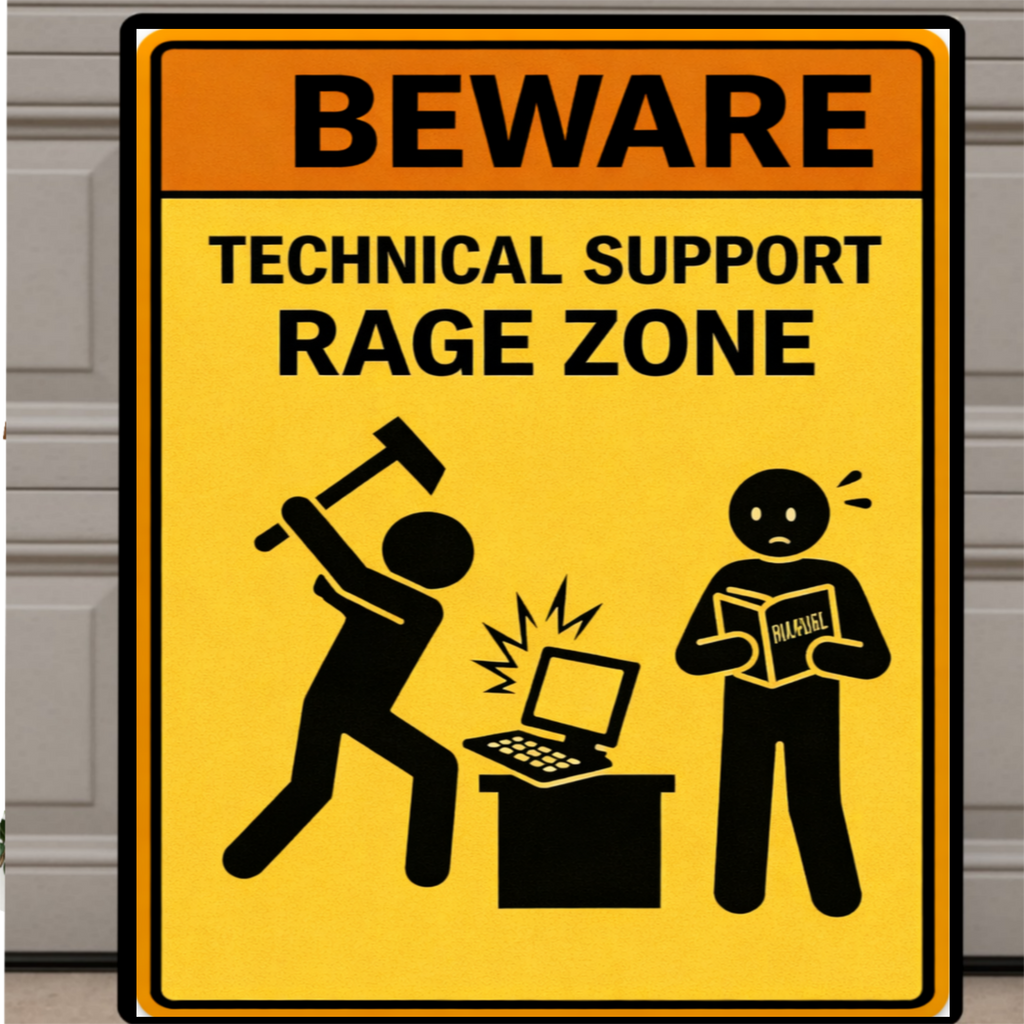 Technical Support Rage Zone Funny Beware Sign 13x19 Laminated Print IT Humor Office Decor Geek Gift Computer Nerd Wall Art