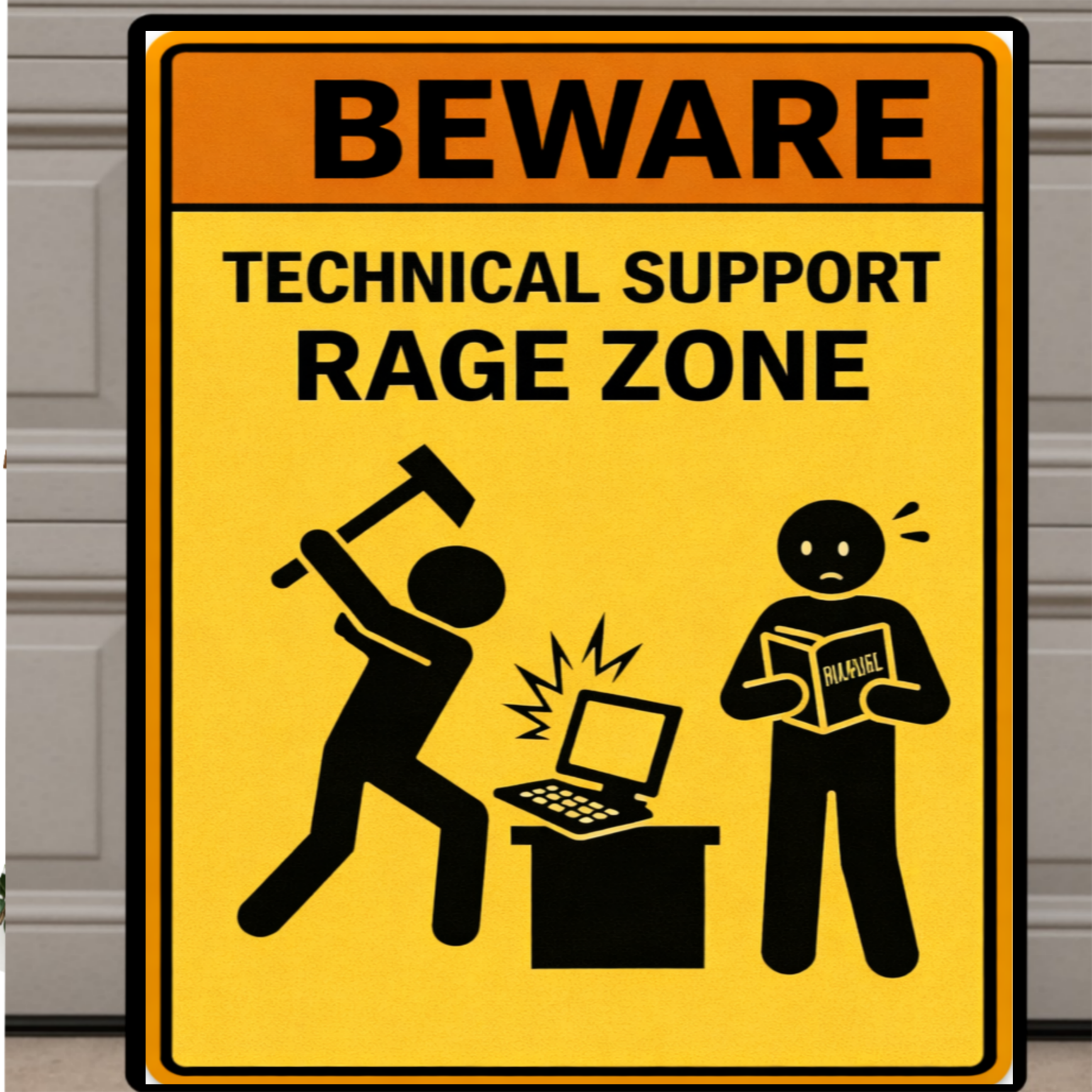 Technical Support Rage Zone Funny Beware Sign 13x19 Laminated Print IT Humor Office Decor Geek Gift Computer Nerd Wall Art