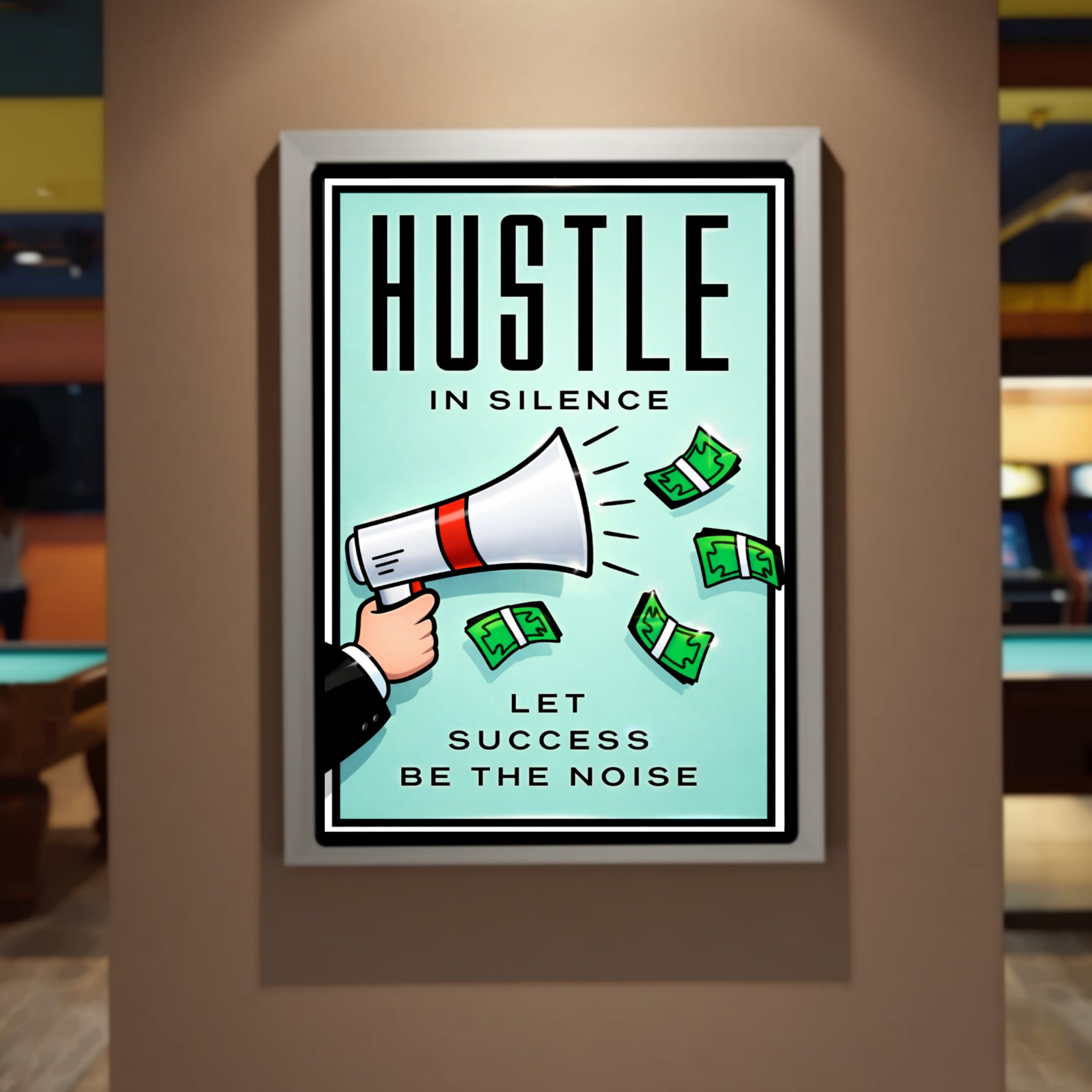 Hustle In Silence Let Success Be The Noise Poster – 13x19 Laminated Motivational Wall Art