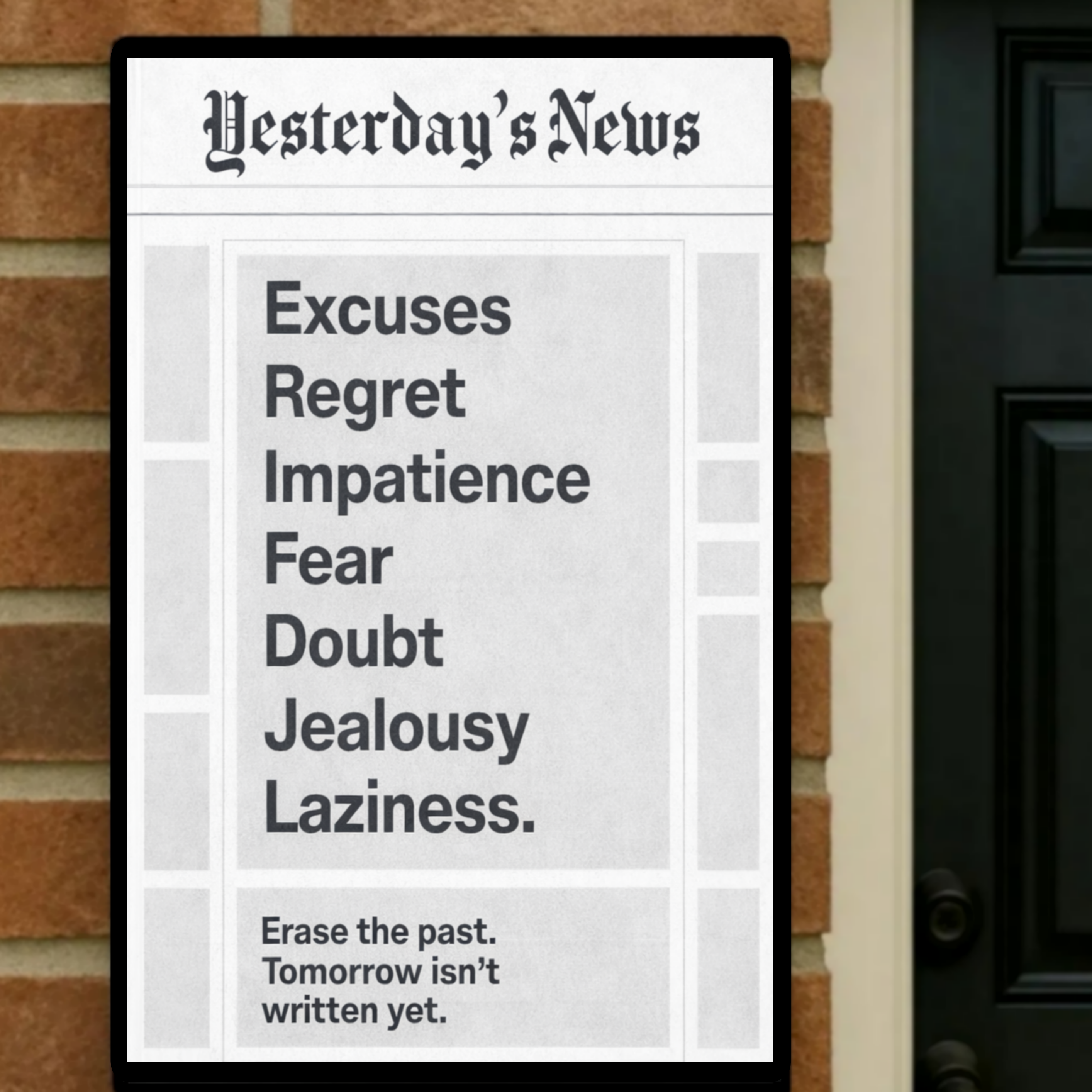 Excuses Fear Doubt Motivation Laminated Print– Yesterday’s News Inspirational Wall Art 13x19in