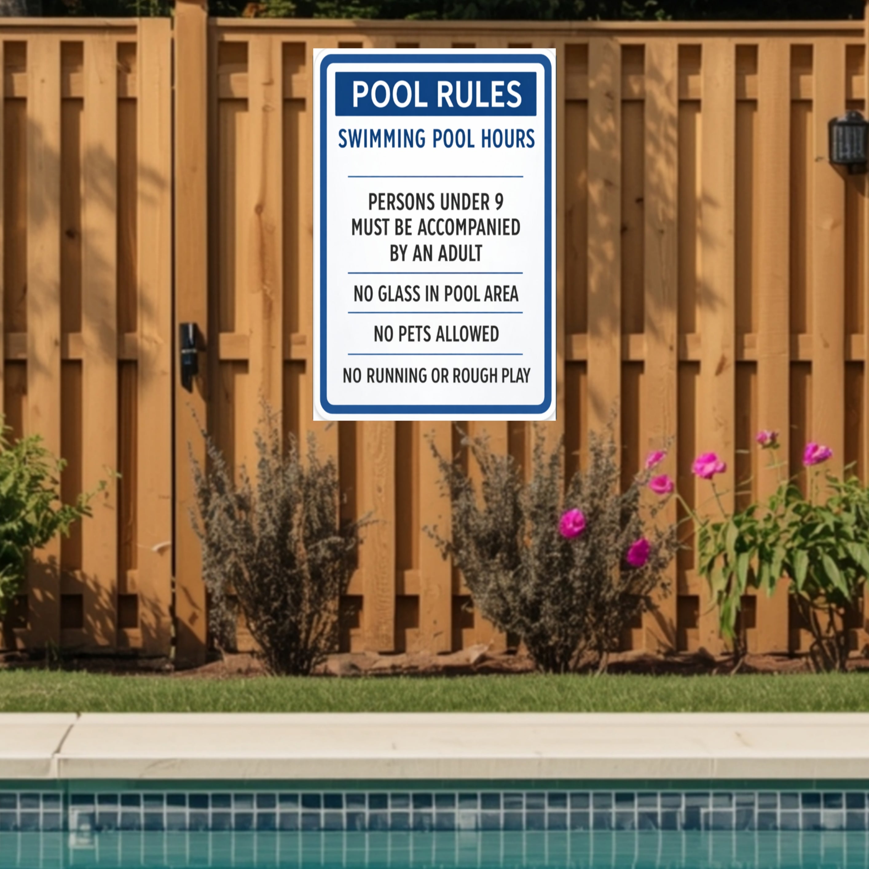 Pool Rules Sign Swimming Pool Safety Poster 13x19 Laminated Pool Area Rules Sign Outdoor Backyard Pool Decor