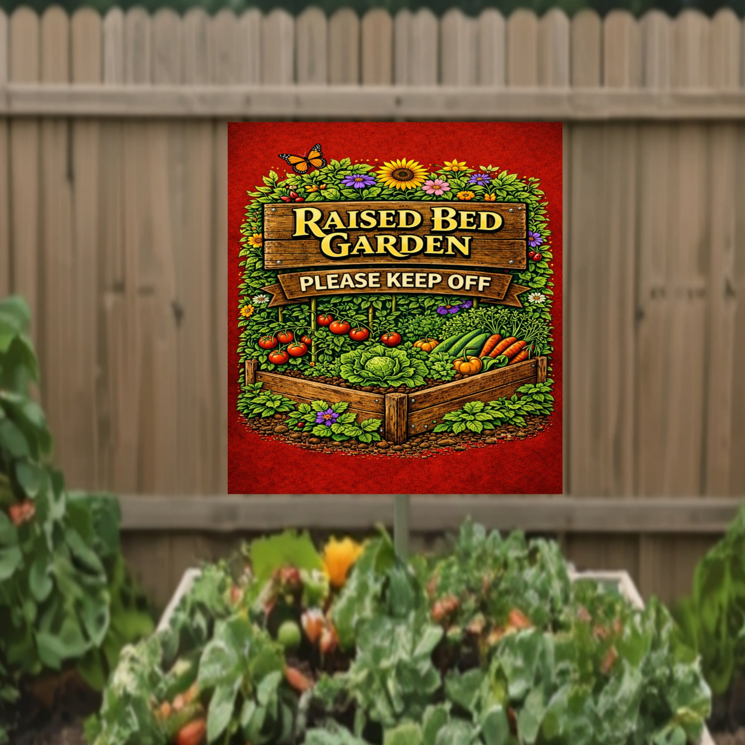 Raised Bed Garden Sign Please Keep Off Garden Decor 13x19 Laminated Outdoor Garden Sign Vegetable Garden Protection