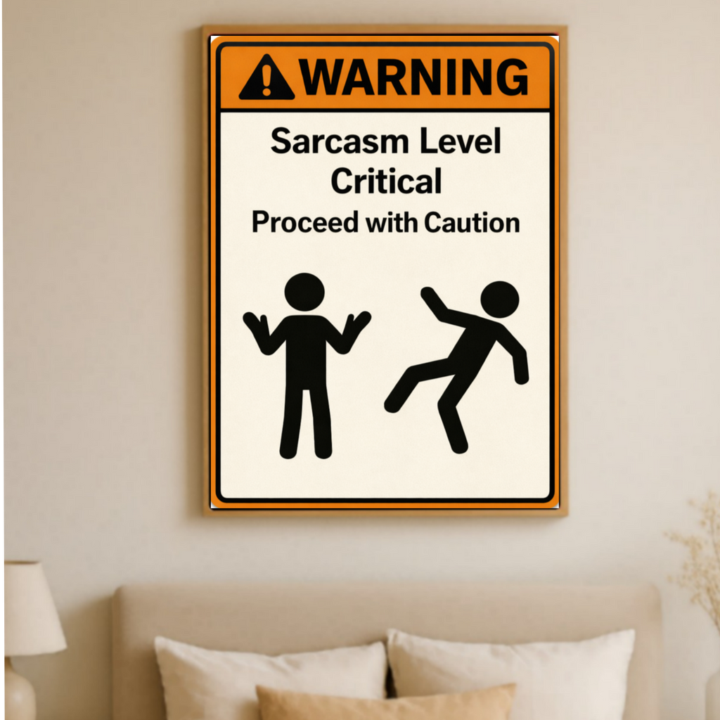 Sarcasm Level Critical Funny Warning Sign 13x19 Laminated Print Humor Wall Art Office Decor Gift for Coworkers Sarcastic Personality Sign