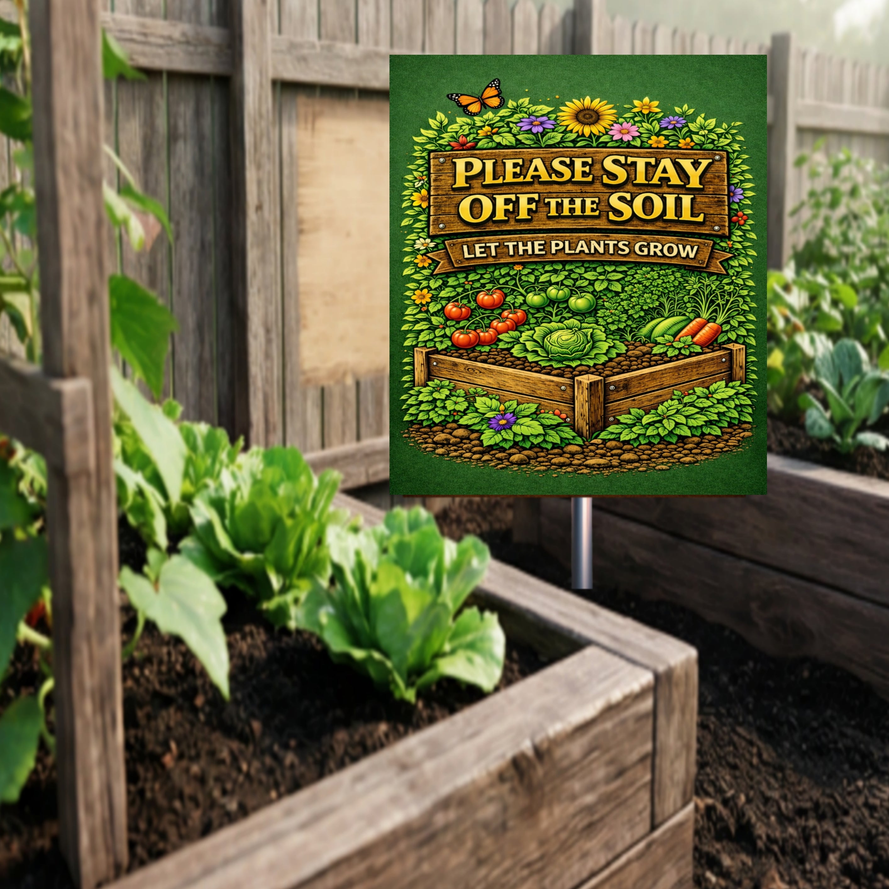 Stay Off The Soil Garden Sign Protect Plants Yard Sign 13x19 Laminated Outdoor Garden Decor Vegetable Garden Warning
