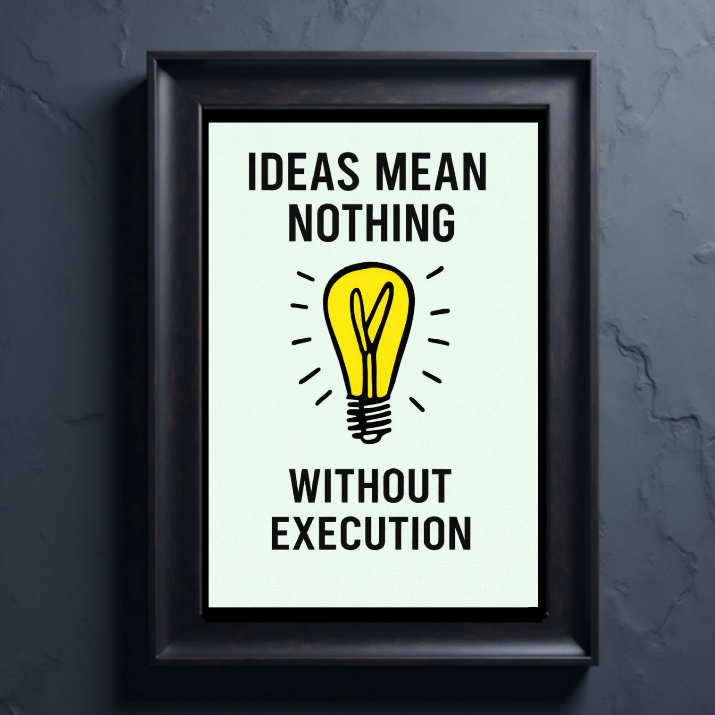 Ideas Mean Nothing Without Execution Monopoly Laminated or Framed Print – Entrepreneur Motivation Wall Art 13x19in