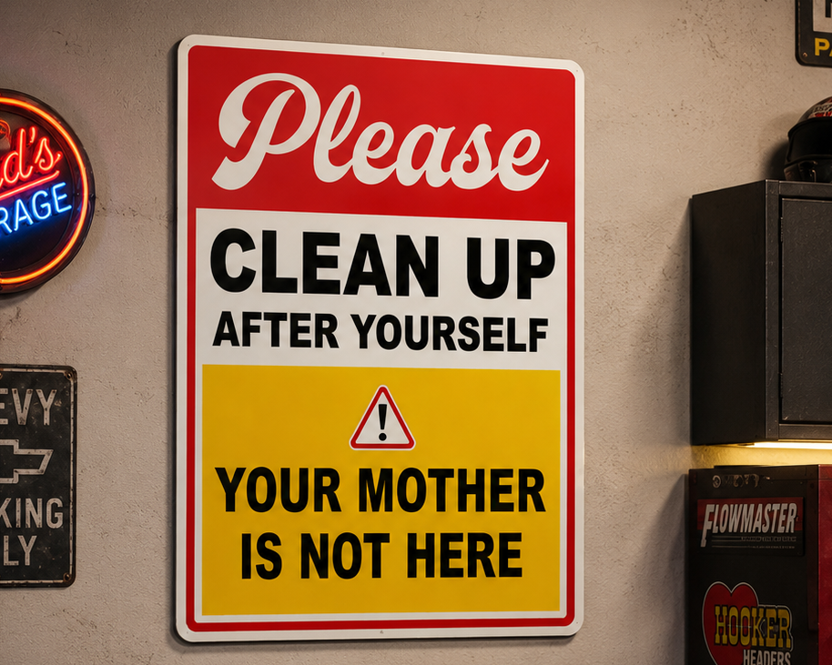 Funny Bathroom Sign Laminated 13x19 | Please Clean Up After Yourself Sign | Restroom Wall Decor | Funny House Rules Sign