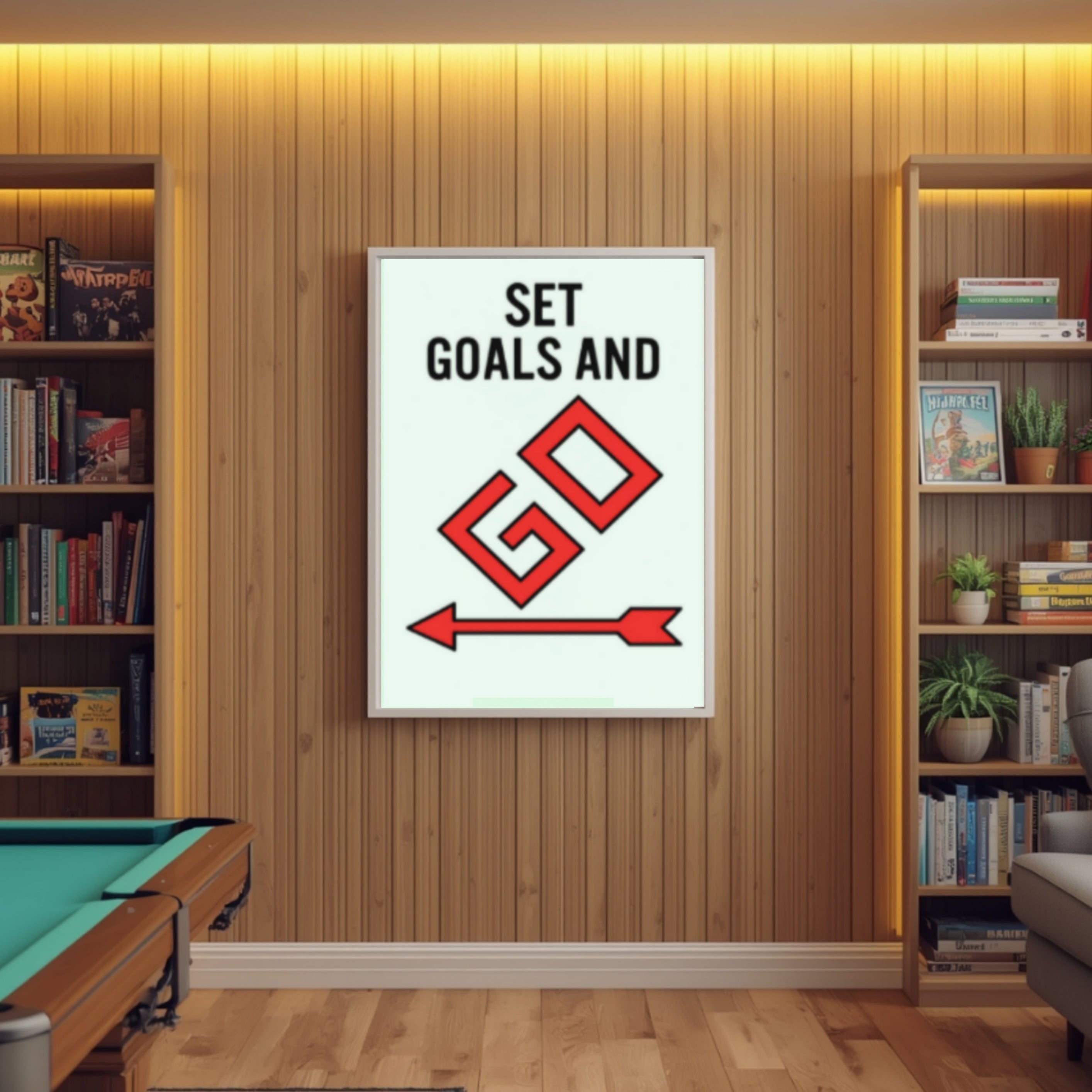 Set Goals and Go Motivational Monopoly Laminated or Framed Print – Success Mindset Wall Art for Entrepreneurs