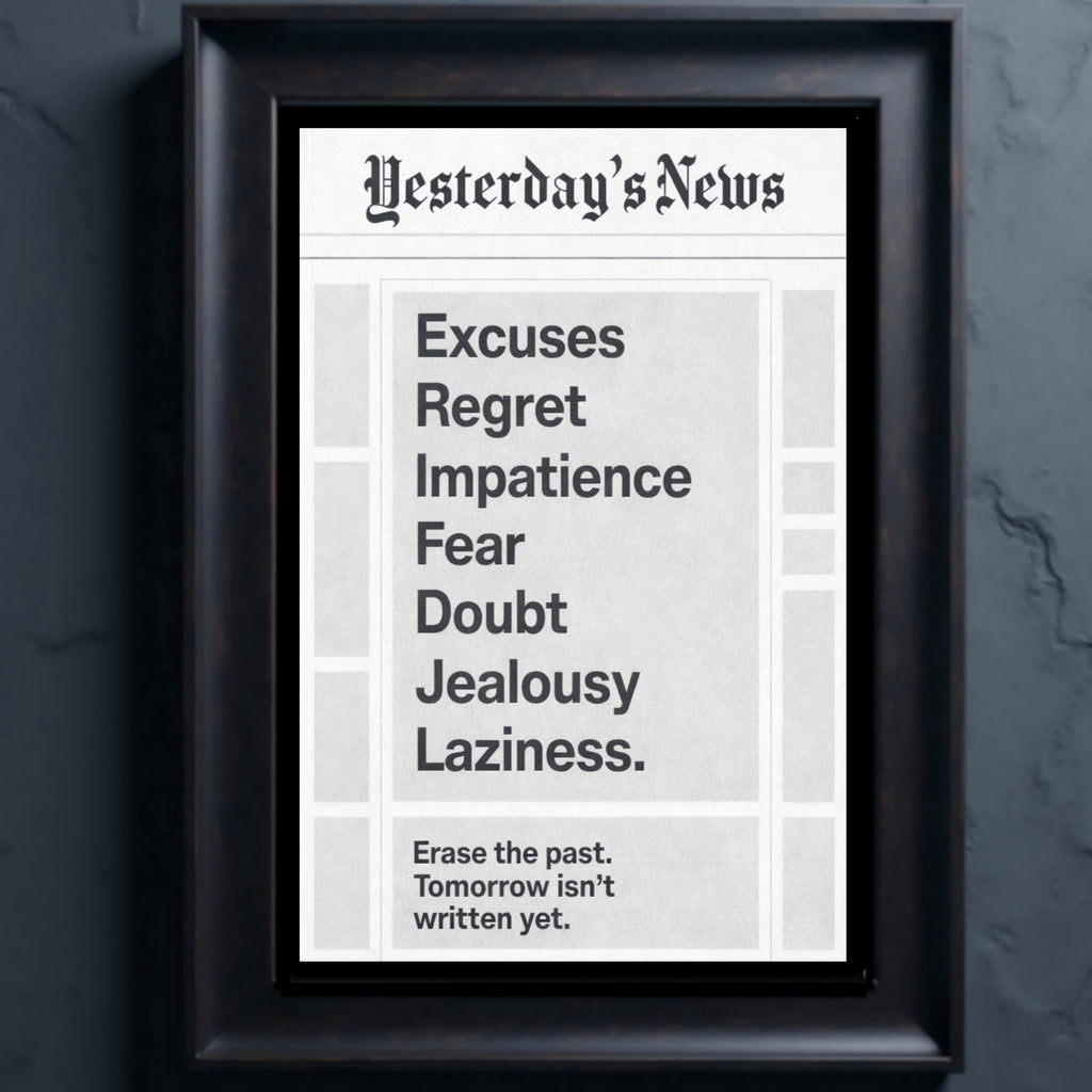 Excuses Fear Doubt Motivation Laminated Print– Yesterday’s News Inspirational Wall Art 13x19in
