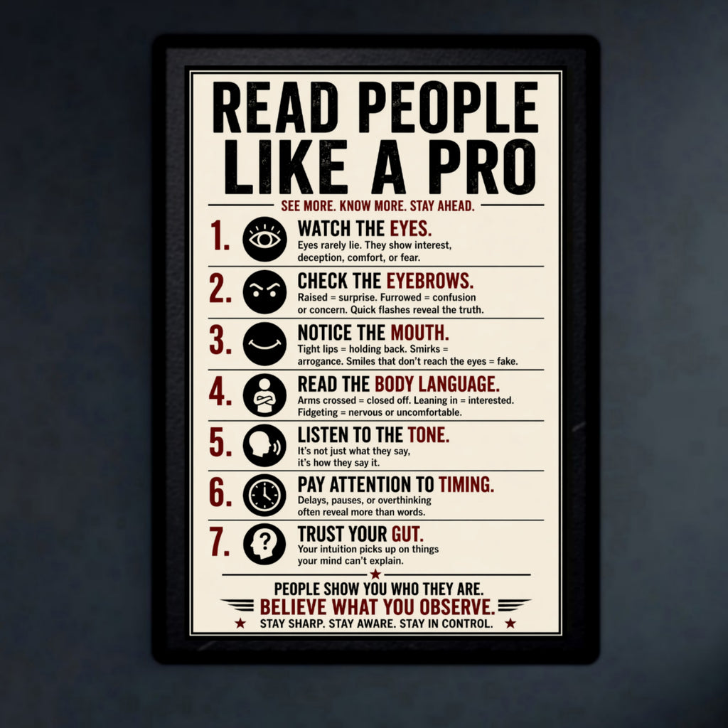 Read People Like A Pro Sign 13x19 Laminated Educational Poster Body Language Psychology Wall Art Self Awareness Mindset Sign
