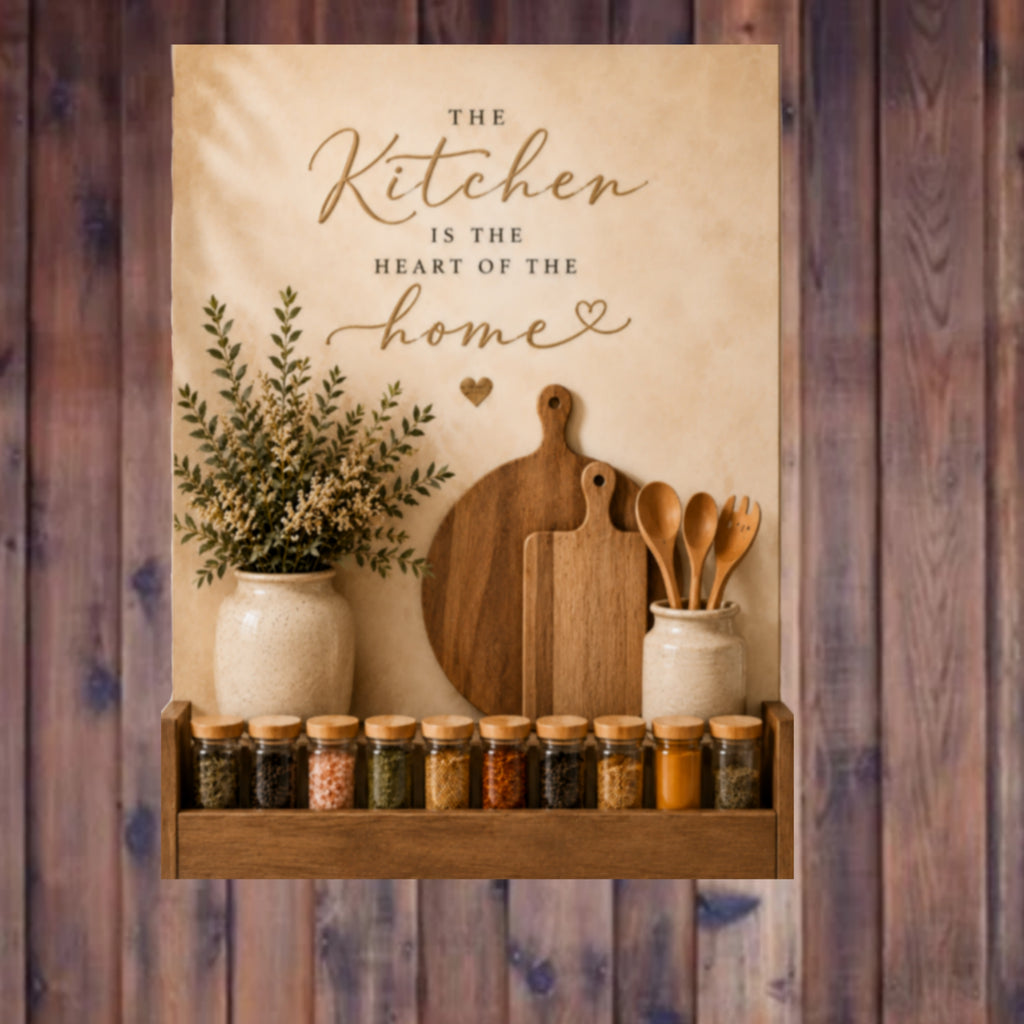 Handmade Kitchen Spice Rack Decor 13x19in Laminated Real Wood Wall Art Farmhouse Kitchen Organizer Personalized Name Sign