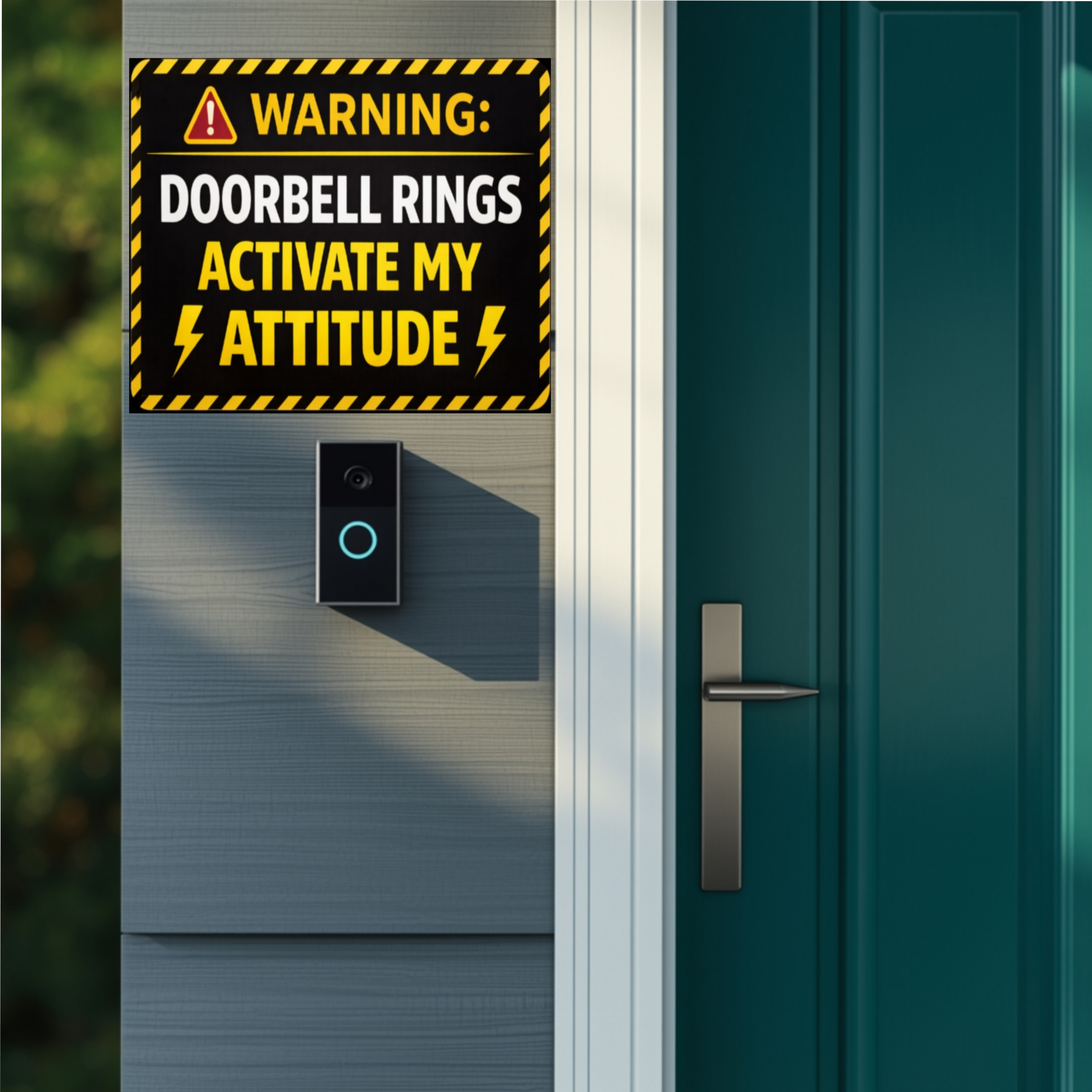 Warning Doorbell Rings Activate My Attitude Funny Door Sign Bold Caution Home Decor 5x9in