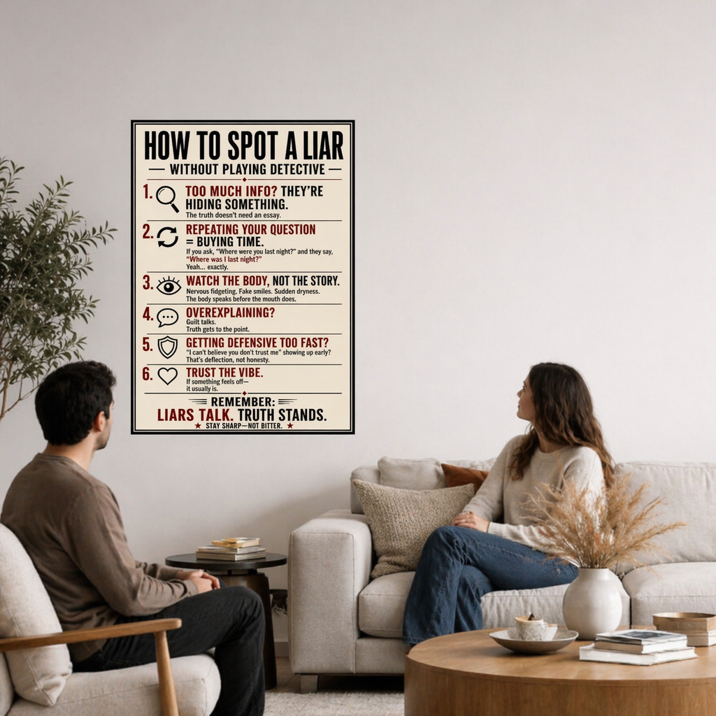 How To Spot A Liar Sign 13x19 Laminated Educational Poster Body Language Truth Detection Psychology Wall Art Mindset Sign