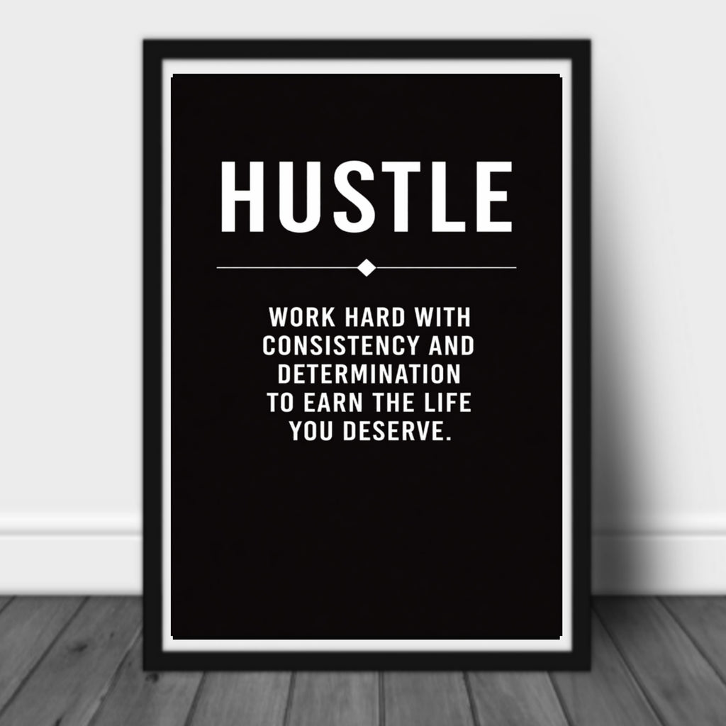 Hustle Success Grind Wall Art Set Motivational Posters Black Office Decor Entrepreneur Mindset Prints 13x19  Laminated