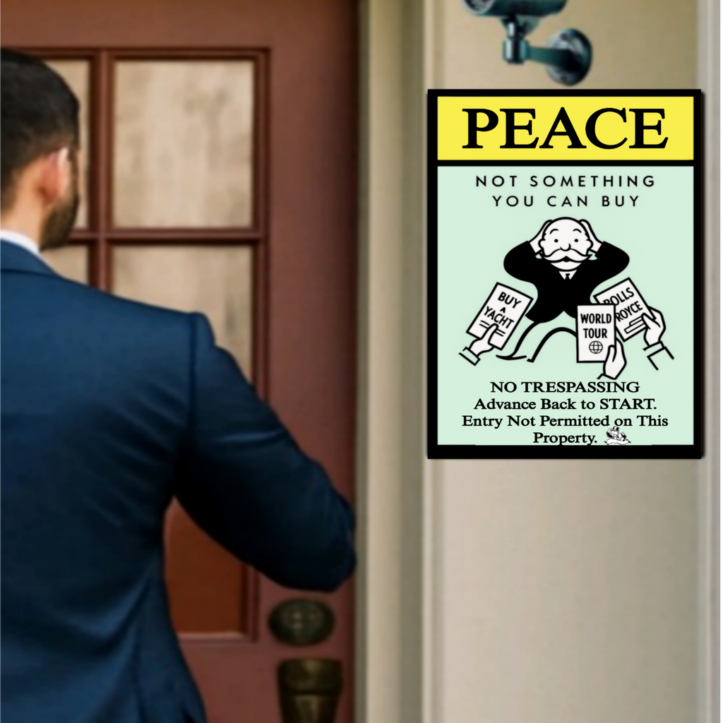 Peace Not Something You Can Buy Sign – Laminated No Trespassing Sign | Wealth Humor Property Sign | Front Door Warning Decor 13x