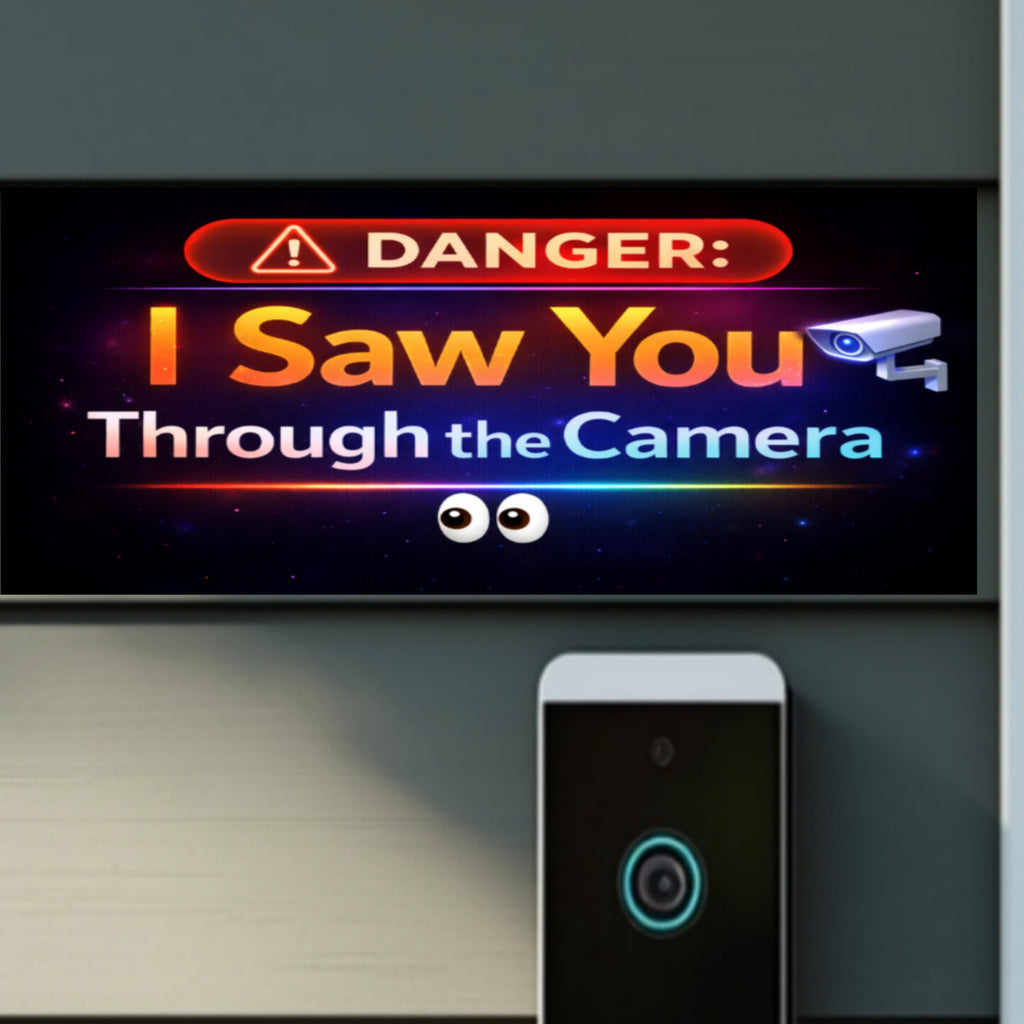 Security Camera Warning Sign I Saw You Through The Camera Modern Door Sign Home Protection Decor