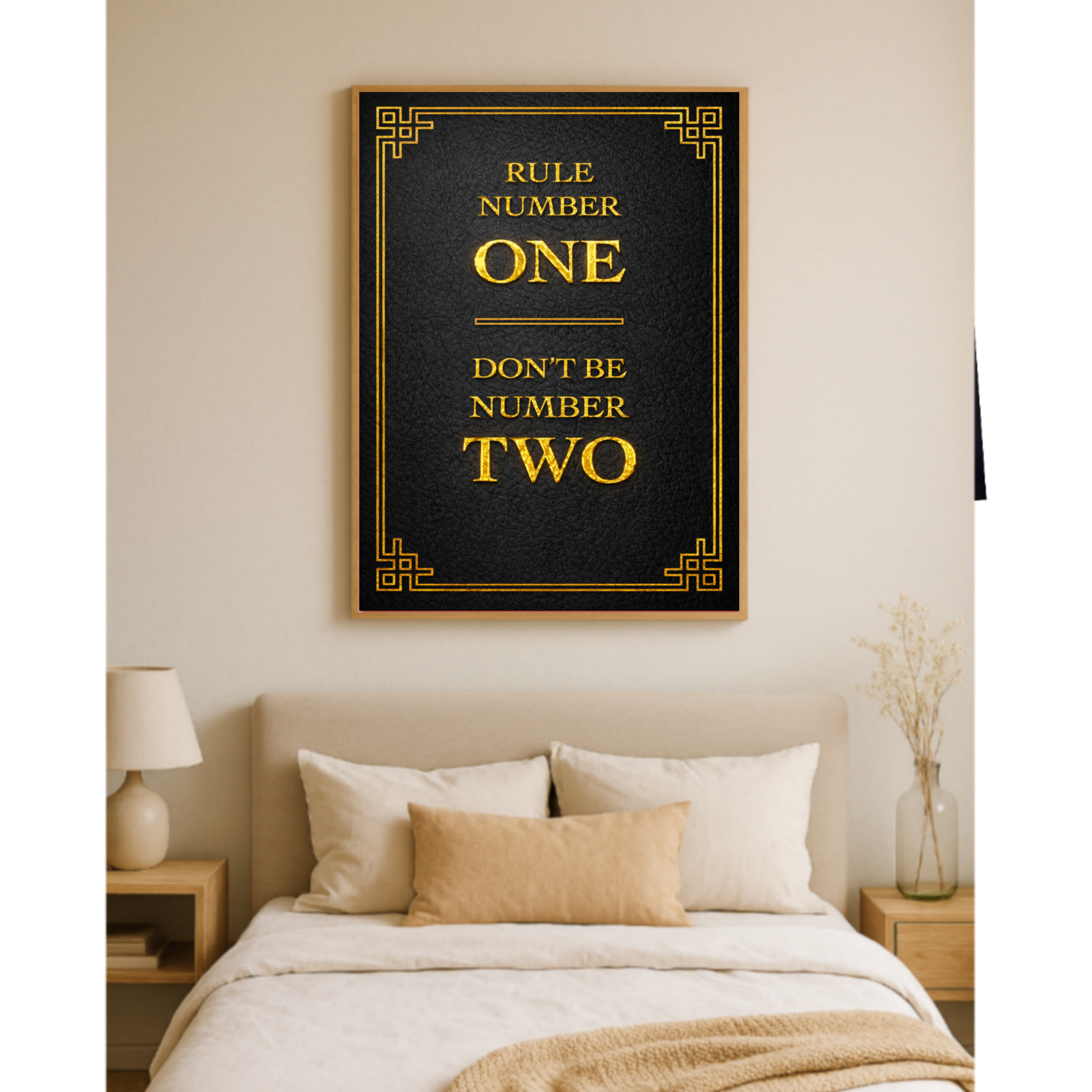 Rule Number One Don’t Be Number Two Luxury Gold Wall Art – 13x19 Laminated Motivational Poster Print