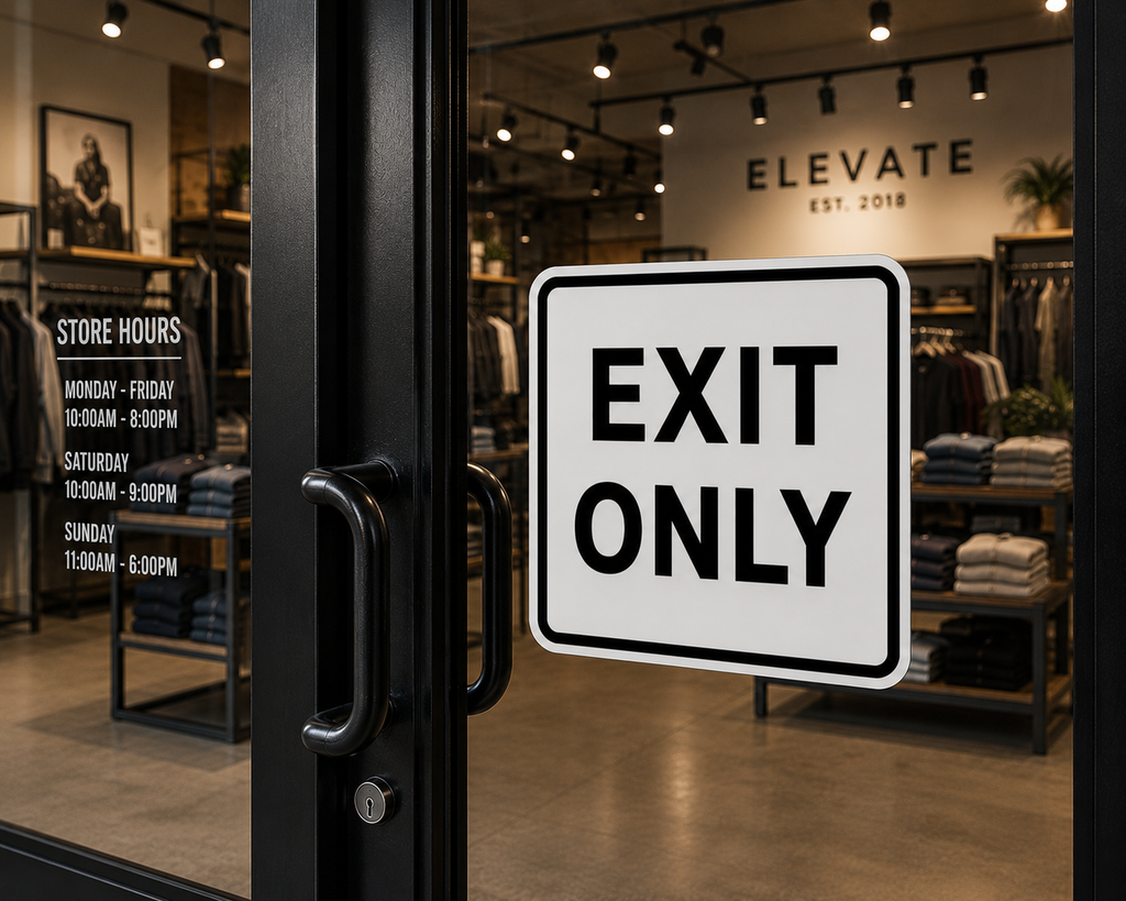 Exit Enter Signs Set | 12x12 Laminated Business Signs | Modern Office Decor | Glossy Wall Signs