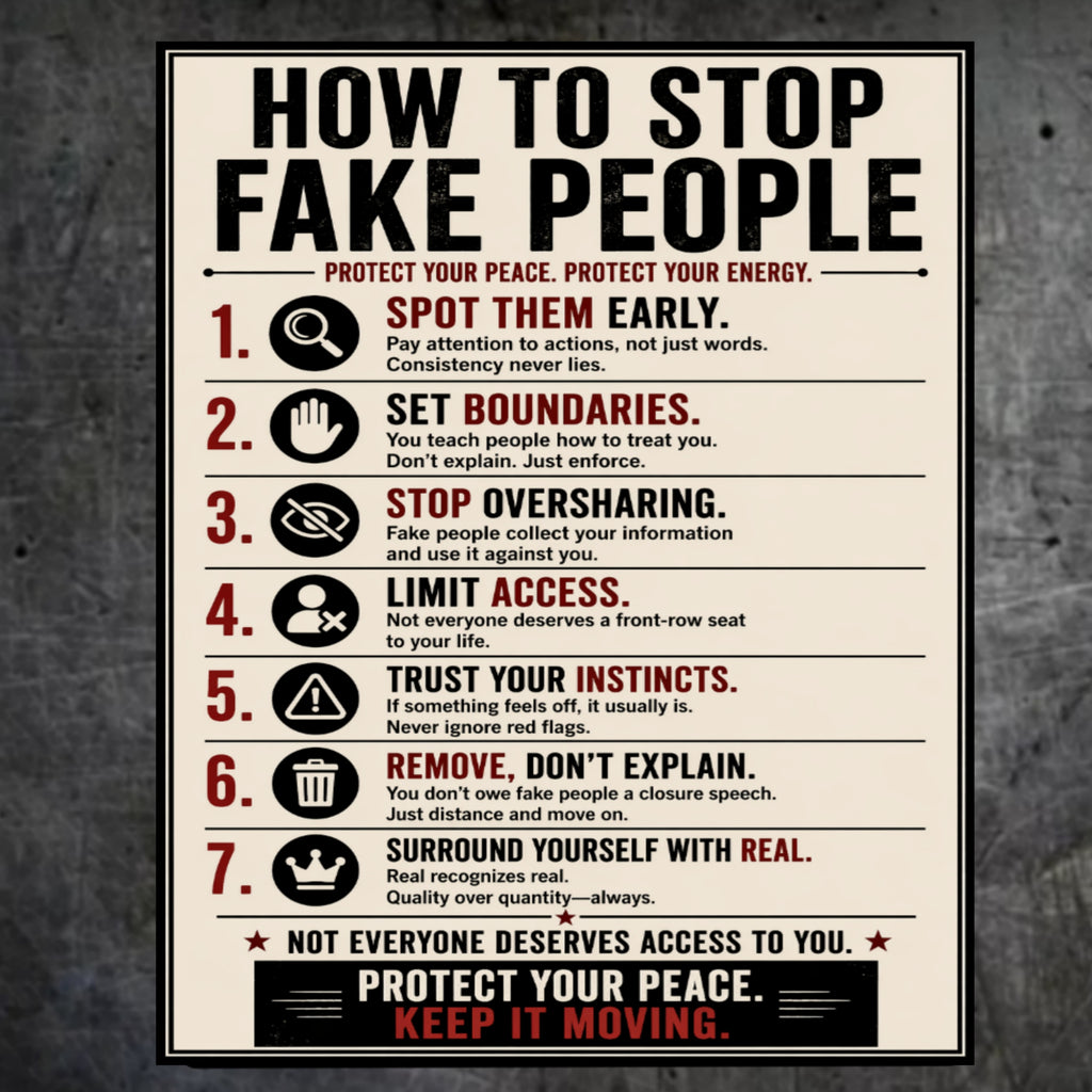How To Stop Fake People Sign 13x19 Laminated Motivational Poster Protect Your Peace Wall Art Self Growth Mindset Sign