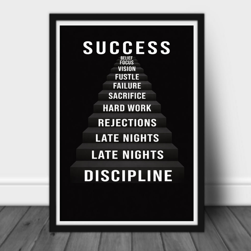 Hustle Success Grind Wall Art Set Motivational Posters Black Office Decor Entrepreneur Mindset Prints 13x19  Laminated