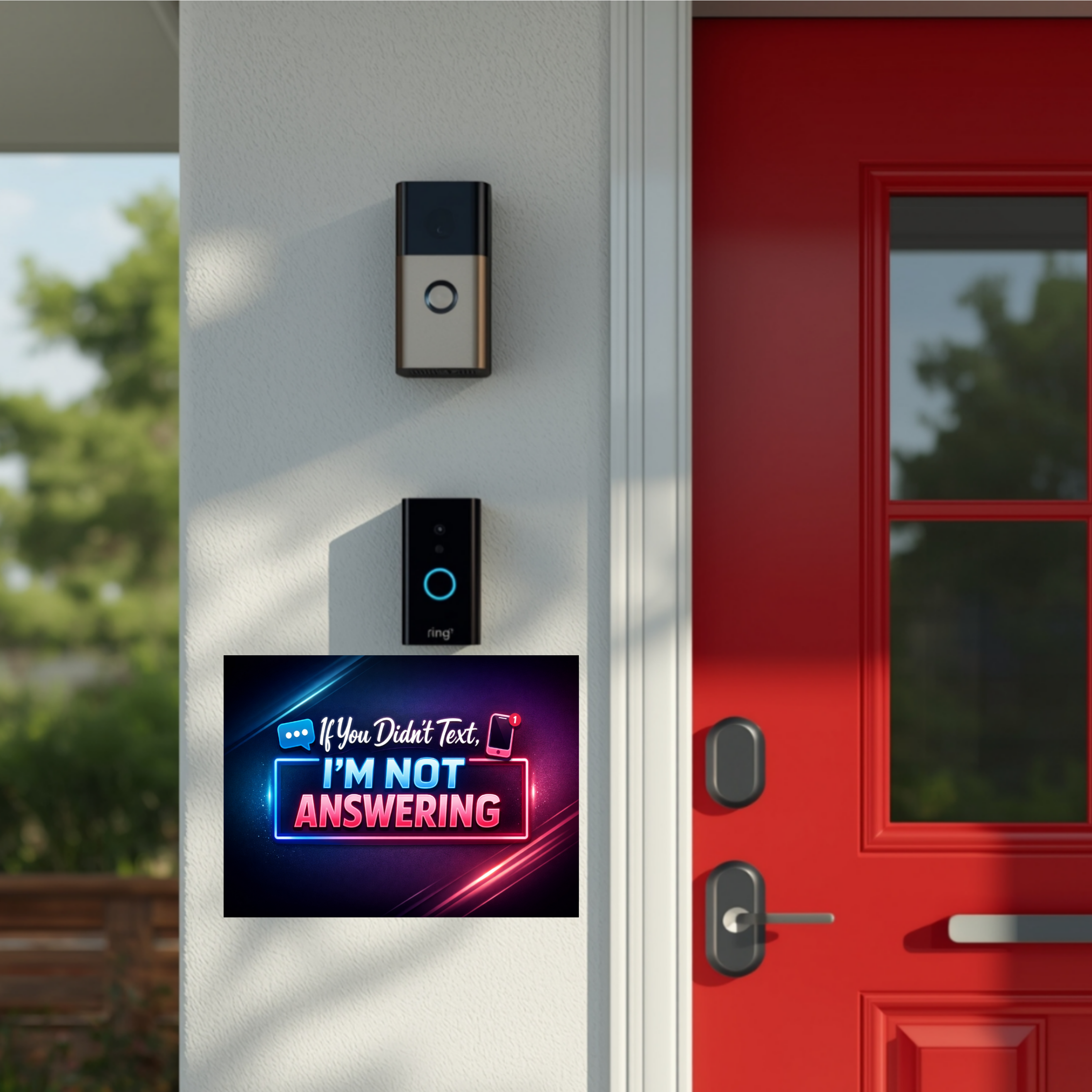 No Text, No Answer” Door Sign – Modern Funny Entryway Decor | Do Not Disturb Home Sign