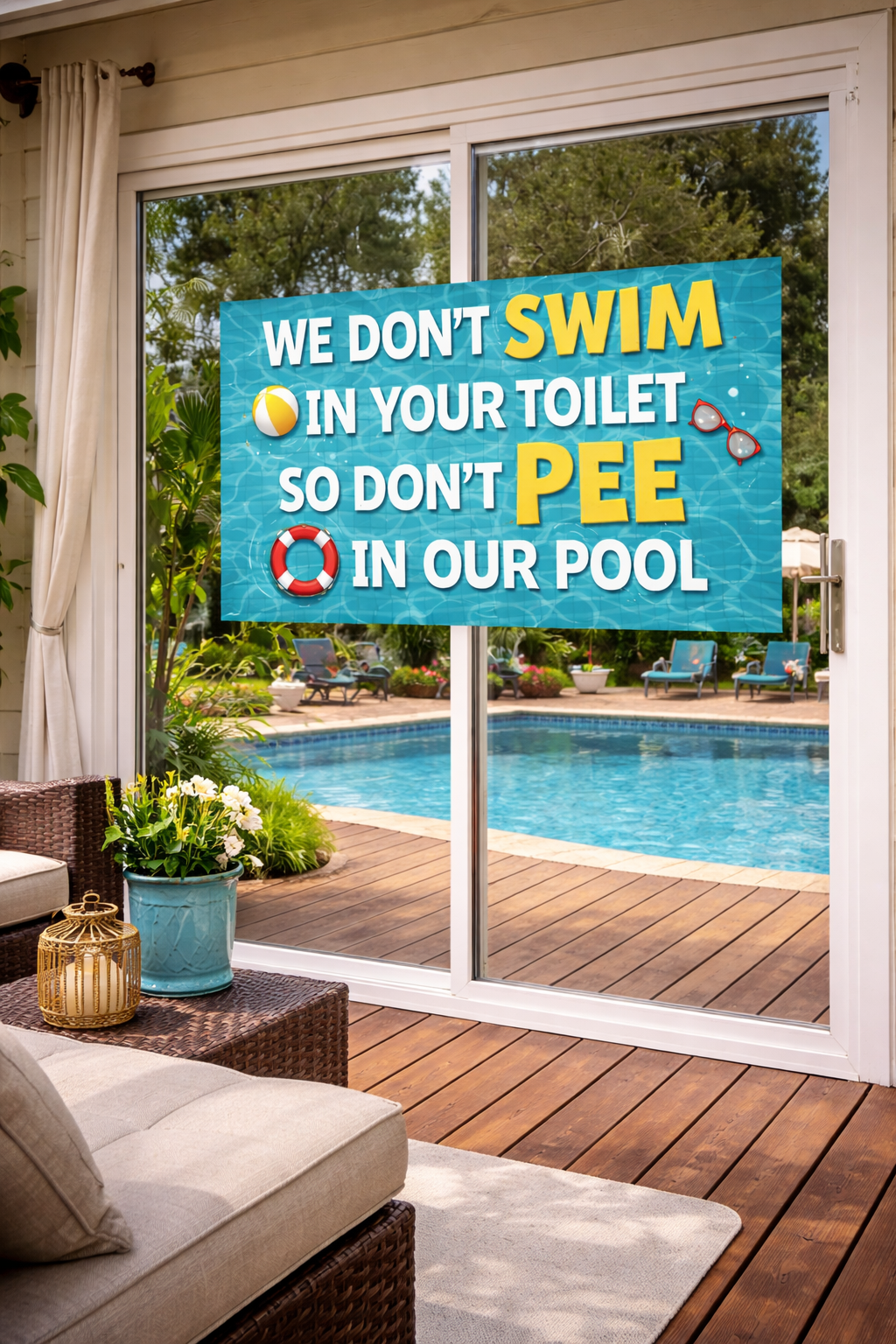 Funny Pool Sign Don’t Pee In Pool Humor Pool Rules Sign 13x19 Laminated Backyard Pool Decor Summer Sign