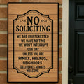 No Soliciting Door Sign – Laminated or Framed Front Door Warning | Rustic Wood Style Home Entry Sign