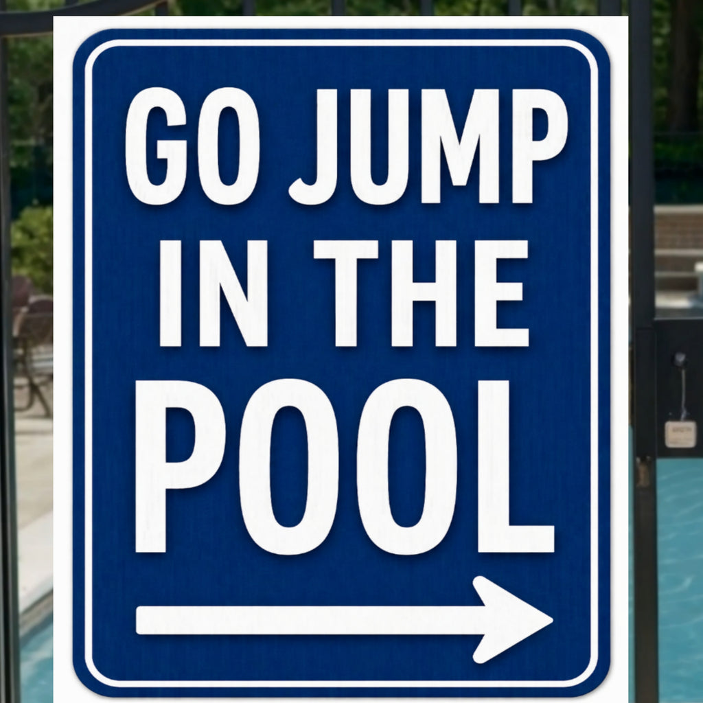 Go Jump In The Pool Sign 13x19 Laminated Pool Decor Funny Backyard Pool Sign Poolside Wall Art Summer Patio Decor