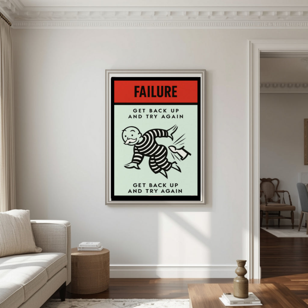 Failure Motivational Poster – Get Back Up and Try Again | Growth Mindset Wall Art 13x19in